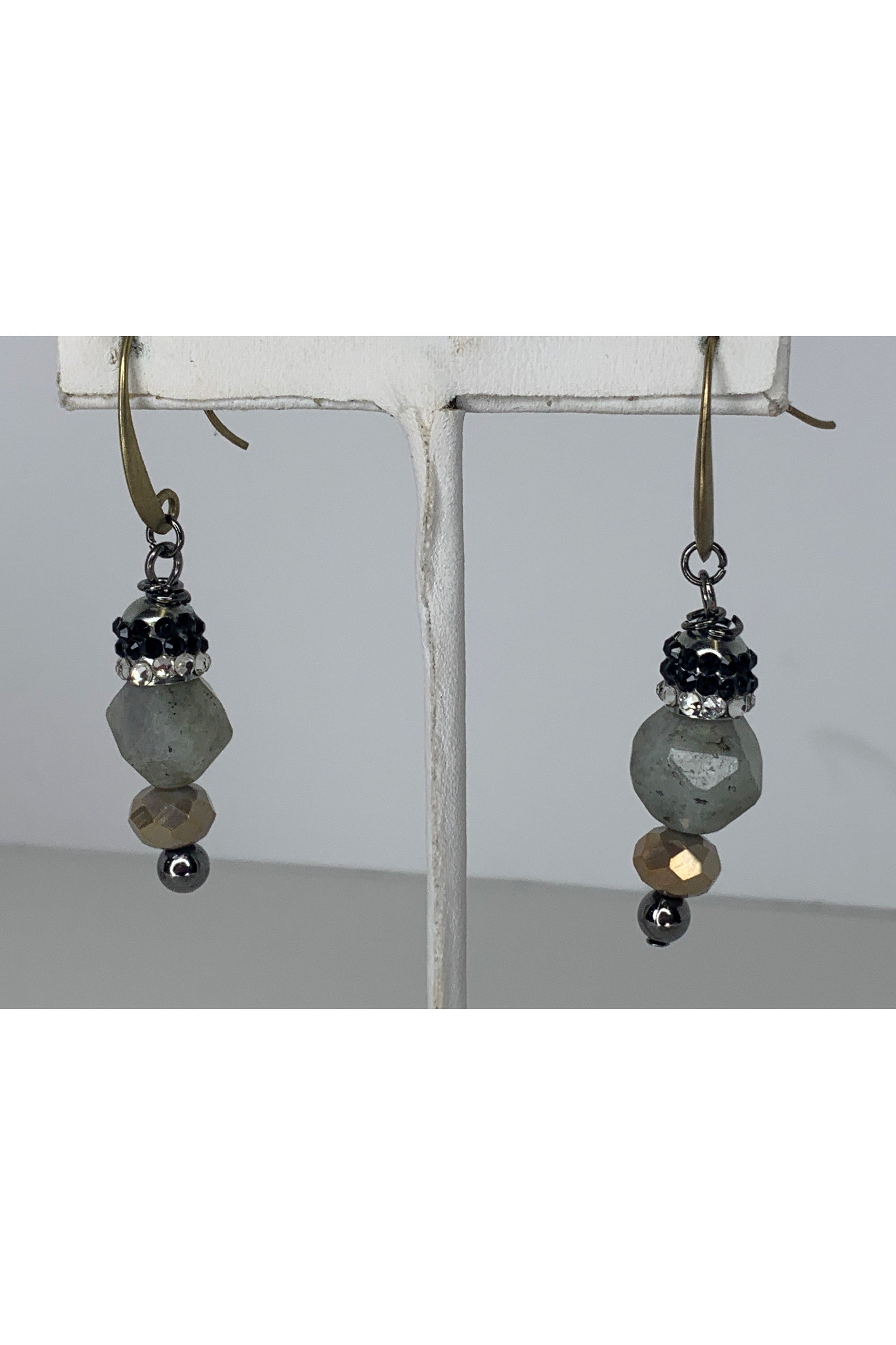 Lost And Found Gold Dangle Stone Earrings-Earrings-Lost And Found-Deja Nu Boutique, Women's Fashion Boutique in Lampasas, Texas