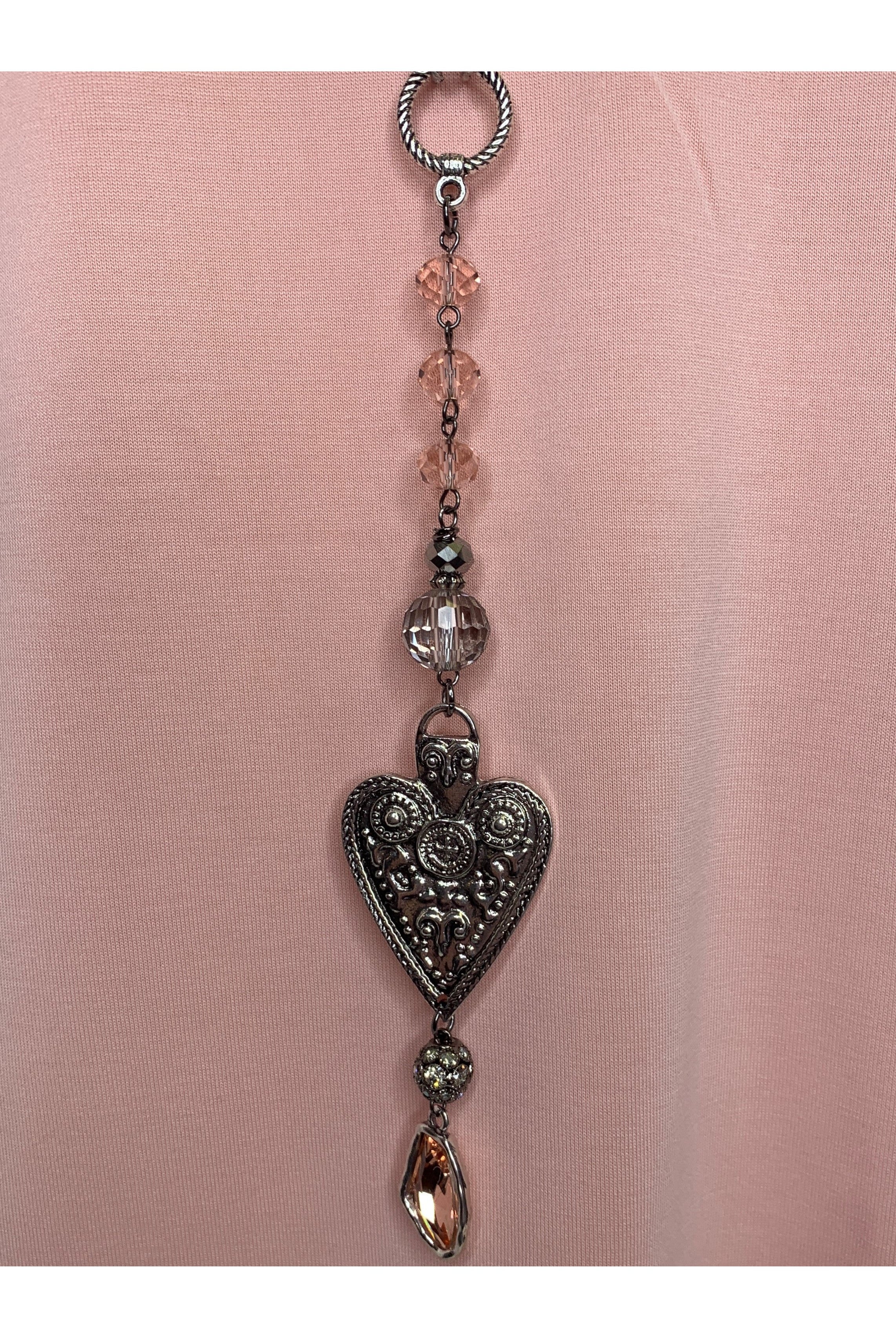 Lost And Found Long Cord And Chain Solid Heart Necklace-Necklaces-Lost And Found-Deja Nu Boutique, Women's Fashion Boutique in Lampasas, Texas