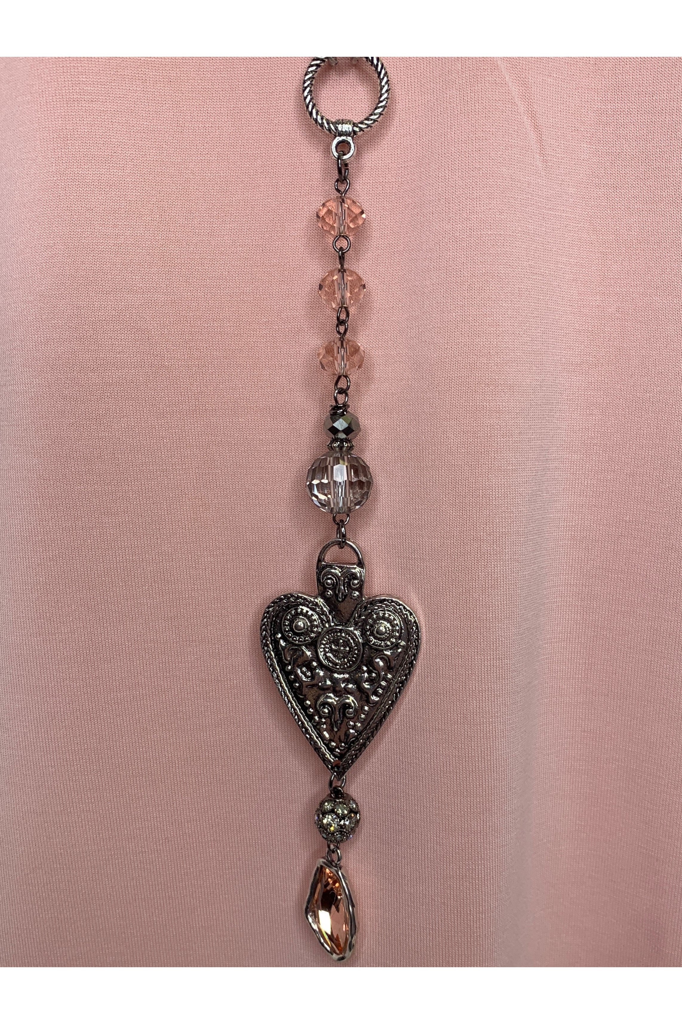 Lost And Found Long Cord And Chain Solid Heart Necklace-Necklaces-Lost And Found-Deja Nu Boutique, Women's Fashion Boutique in Lampasas, Texas
