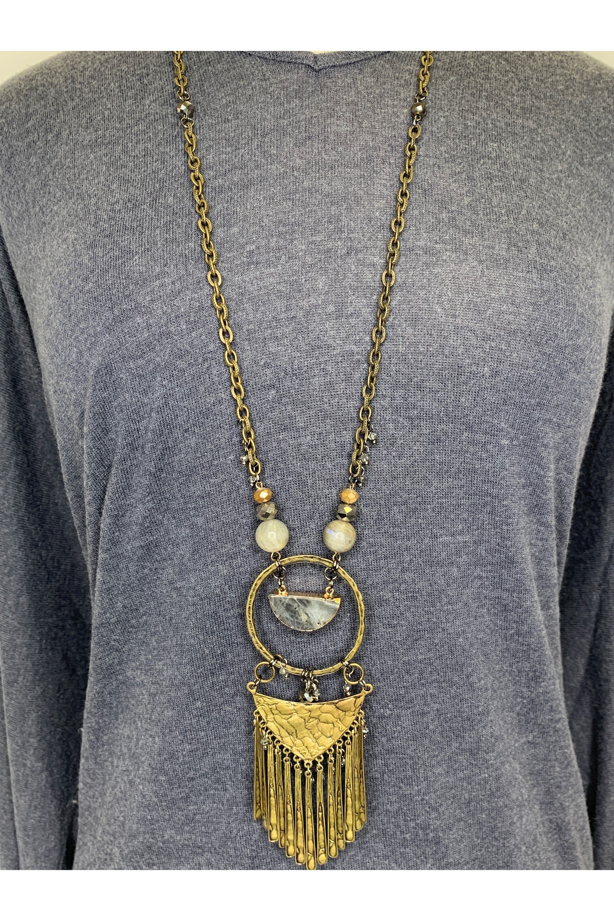 Lost And Found Gold Dangle Stone Earrings-Earrings-Lost And Found-Deja Nu Boutique, Women's Fashion Boutique in Lampasas, Texas