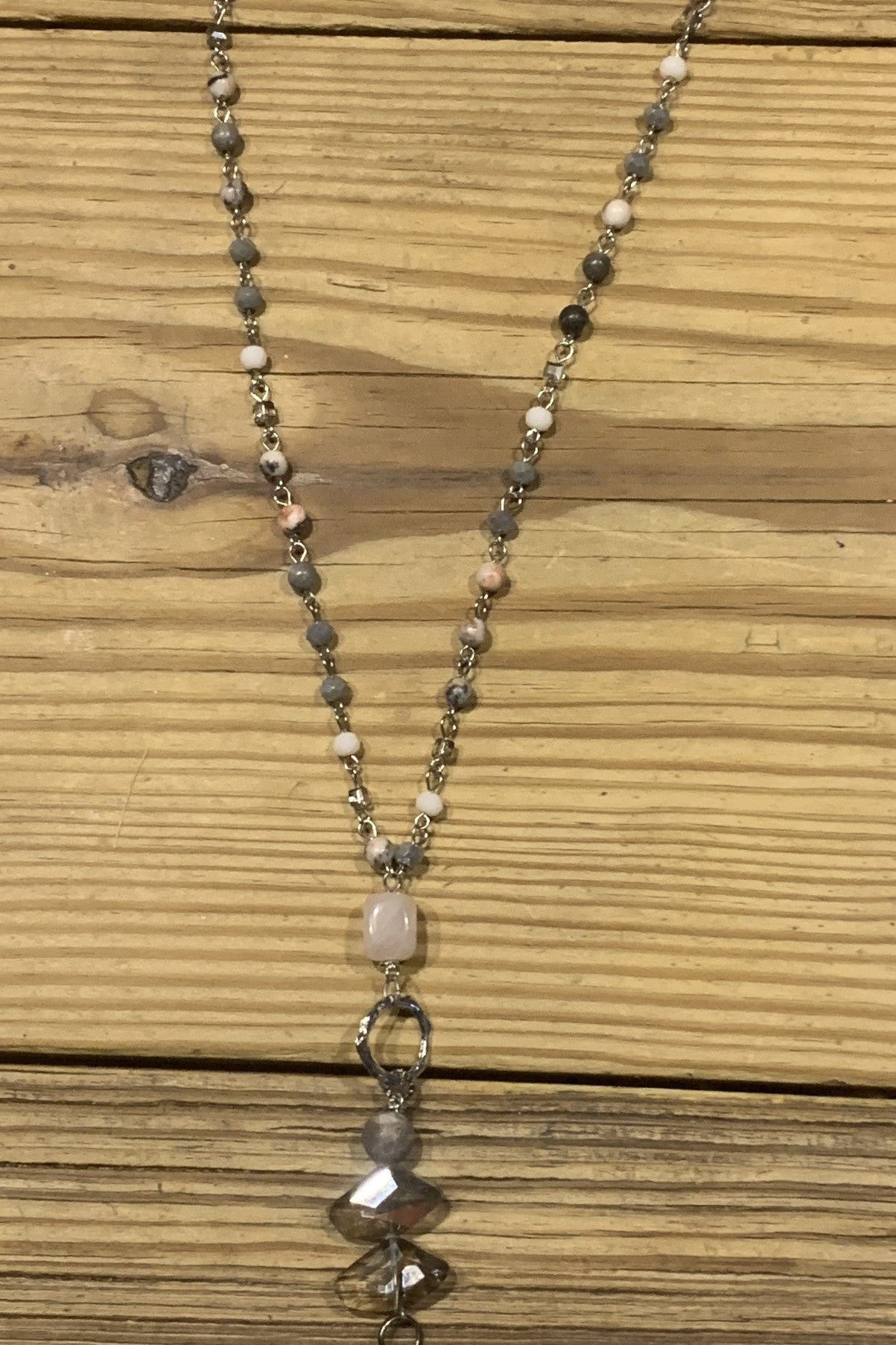 Lost And Found Long Silver Chain Necklace With Colored Beads And Long Fringe Dangle (2)-Necklaces-Lost And Found-Deja Nu Boutique, Women's Fashion Boutique in Lampasas, Texas