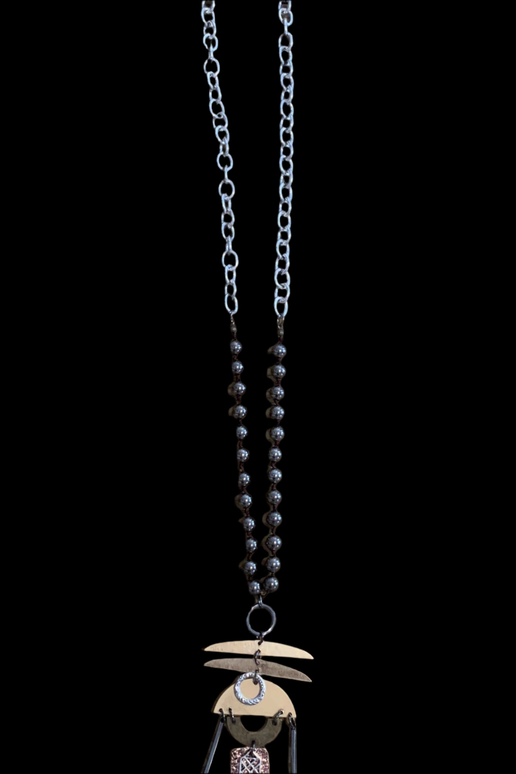 Lost And Found Mixed Metal And Abstract Shape Necklace-Necklaces-Lost And Found-Deja Nu Boutique, Women's Fashion Boutique in Lampasas, Texas