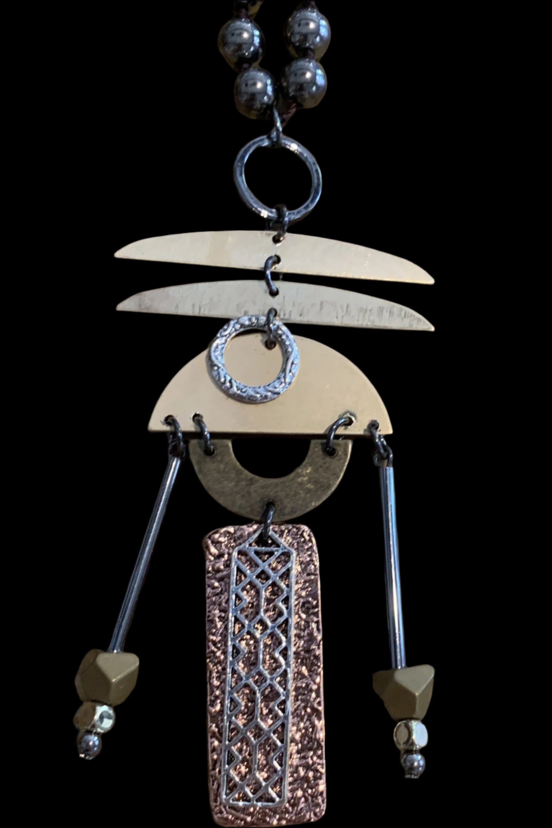 Lost And Found Mixed Metal And Abstract Shape Necklace-Necklaces-Lost And Found-Deja Nu Boutique, Women's Fashion Boutique in Lampasas, Texas