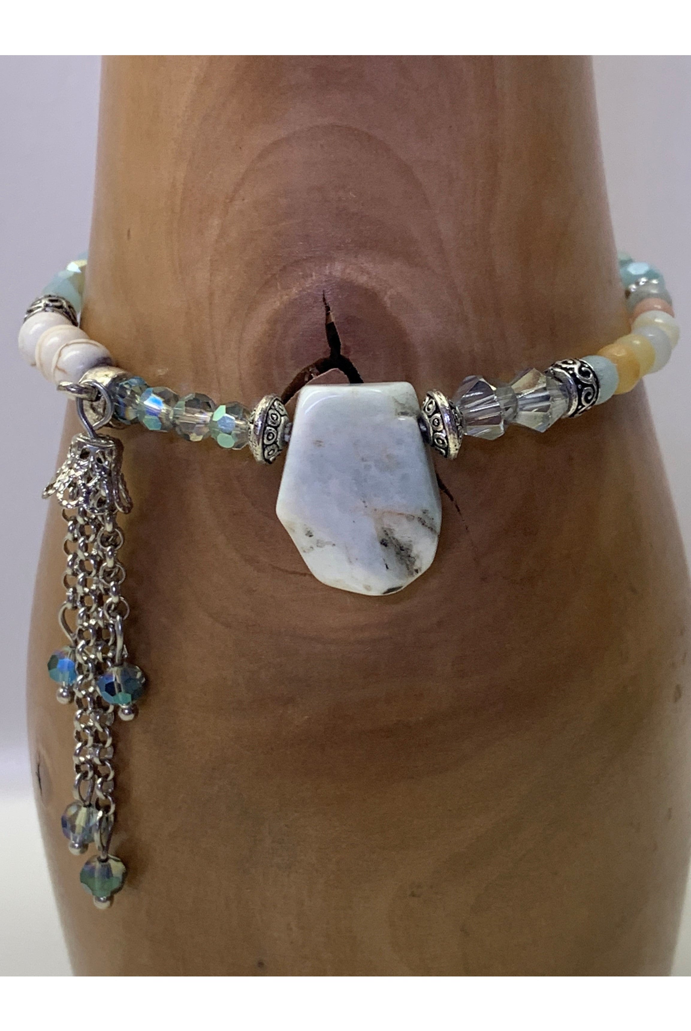Lost And Found Natural Stone Beaded Bracelet In Mint-Bracelets-Lost And Found-Deja Nu Boutique, Women's Fashion Boutique in Lampasas, Texas