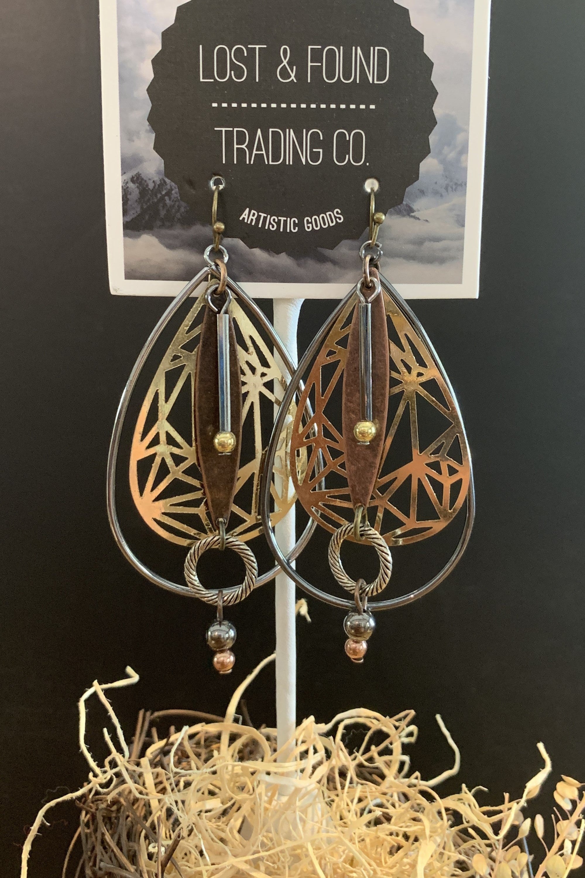 Lost And Found Web Tear Collage Earring-Earrings-Lost And Found-Deja Nu Boutique, Women's Fashion Boutique in Lampasas, Texas