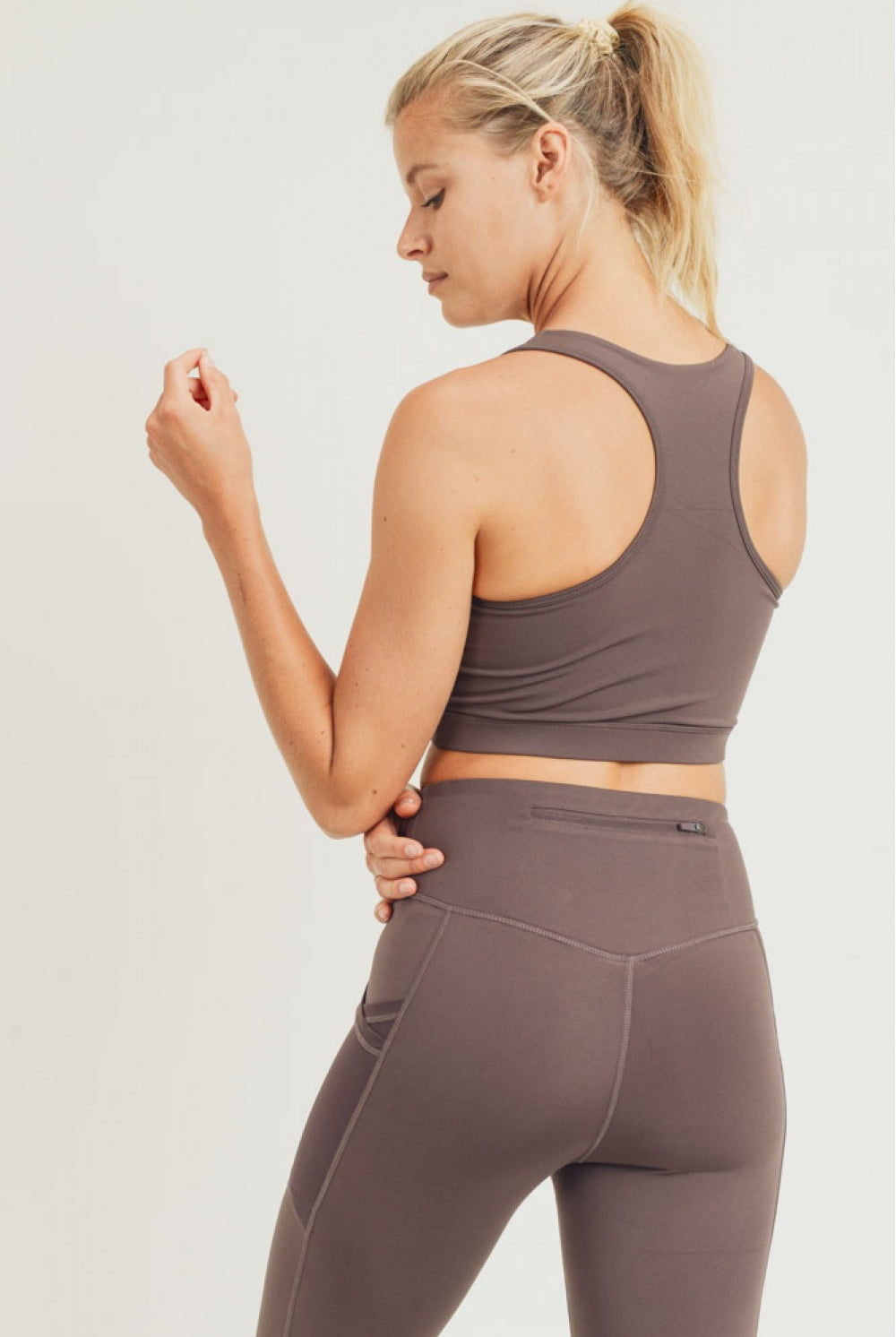 Mono B Peppercorn Zip Up Racerback Sports Bra-Bra/Bralette-Mono B-Deja Nu Boutique, Women's Fashion Boutique in Lampasas, Texas