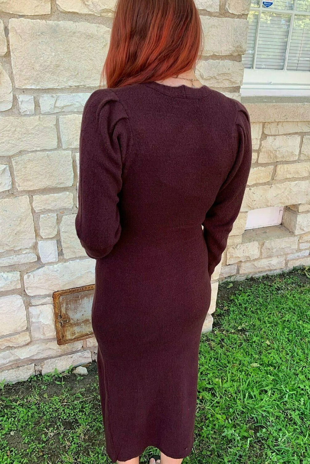 Moodie Plum Sweater Dress-Dresses-Moodie-Deja Nu Boutique, Women's Fashion Boutique in Lampasas, Texas