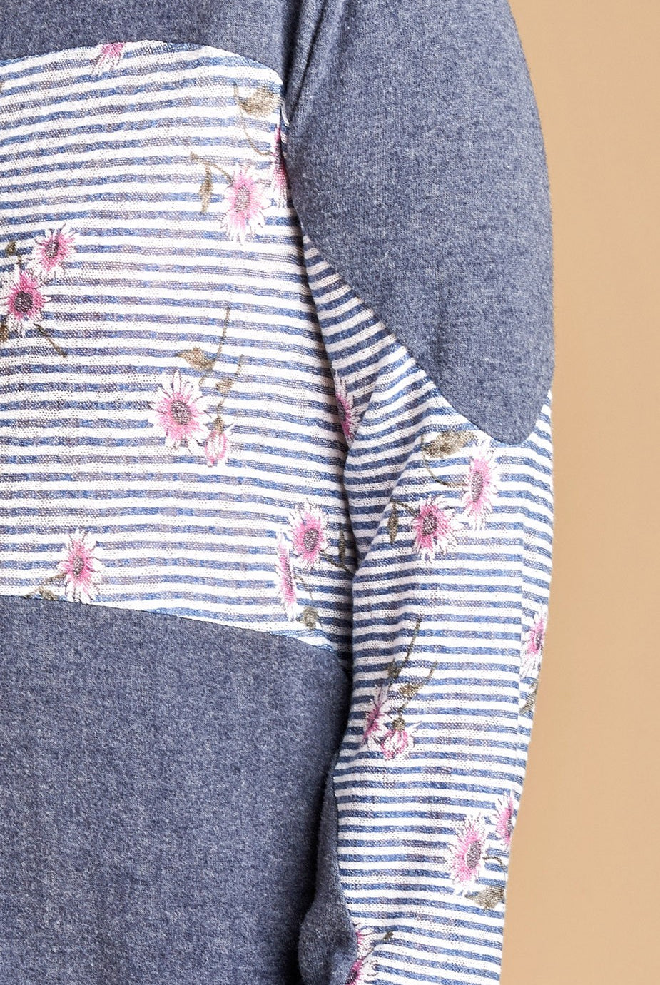 Oddi Denim Blue Stripe And Floral Plus Tunic Top-Curvy/Plus Tops-Oddi-Deja Nu Boutique, Women's Fashion Boutique in Lampasas, Texas