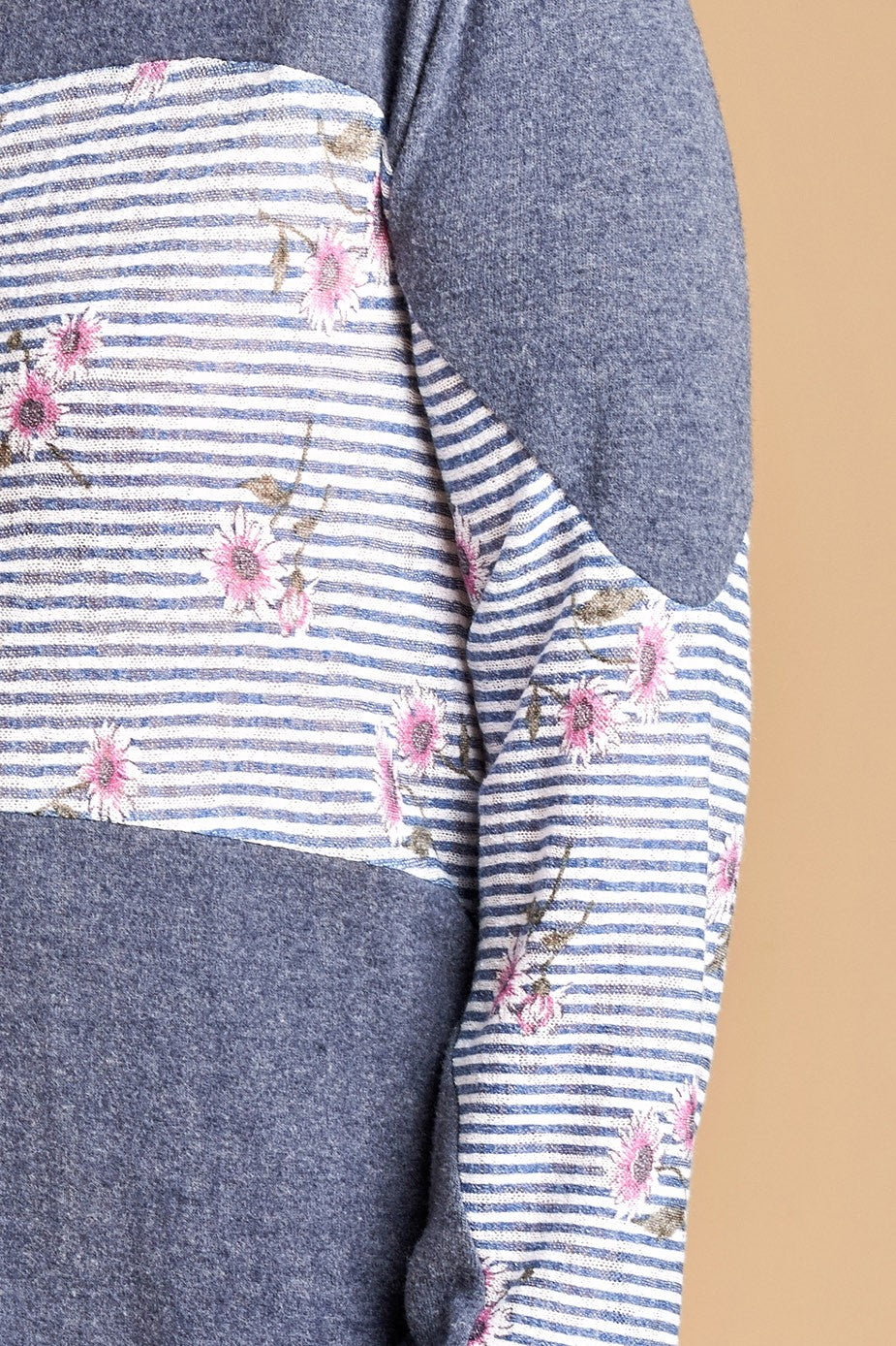 Oddi Denim Blue Stripe And Floral Plus Tunic Top-Curvy/Plus Tops-Oddi-Deja Nu Boutique, Women's Fashion Boutique in Lampasas, Texas