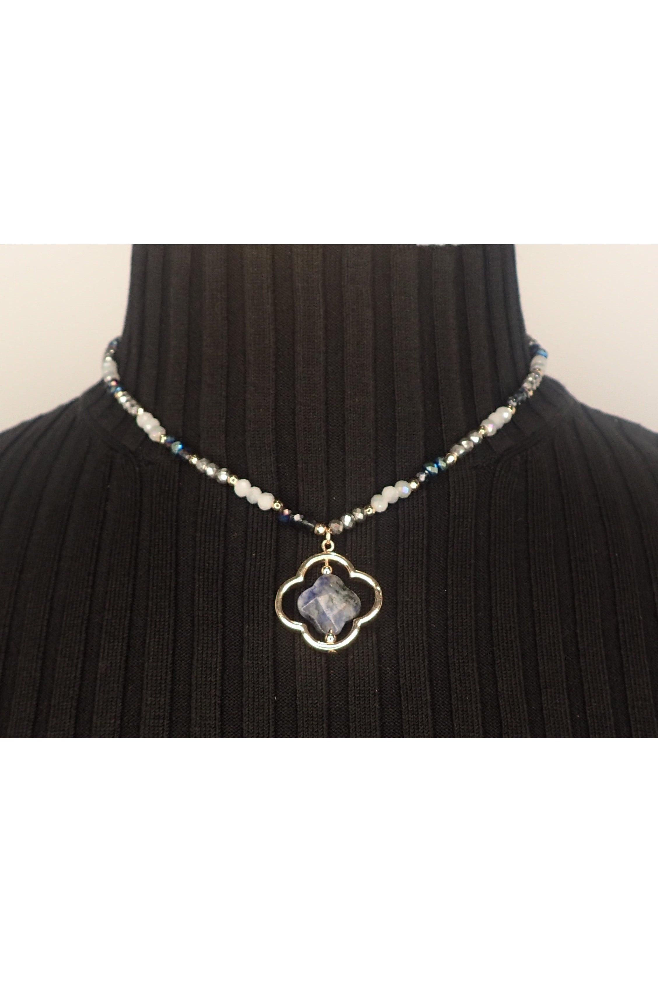 Emma Crystal Beaded Necklace With Pendant - Two Colors-Necklaces-Emma-Deja Nu Boutique, Women's Fashion Boutique in Lampasas, Texas