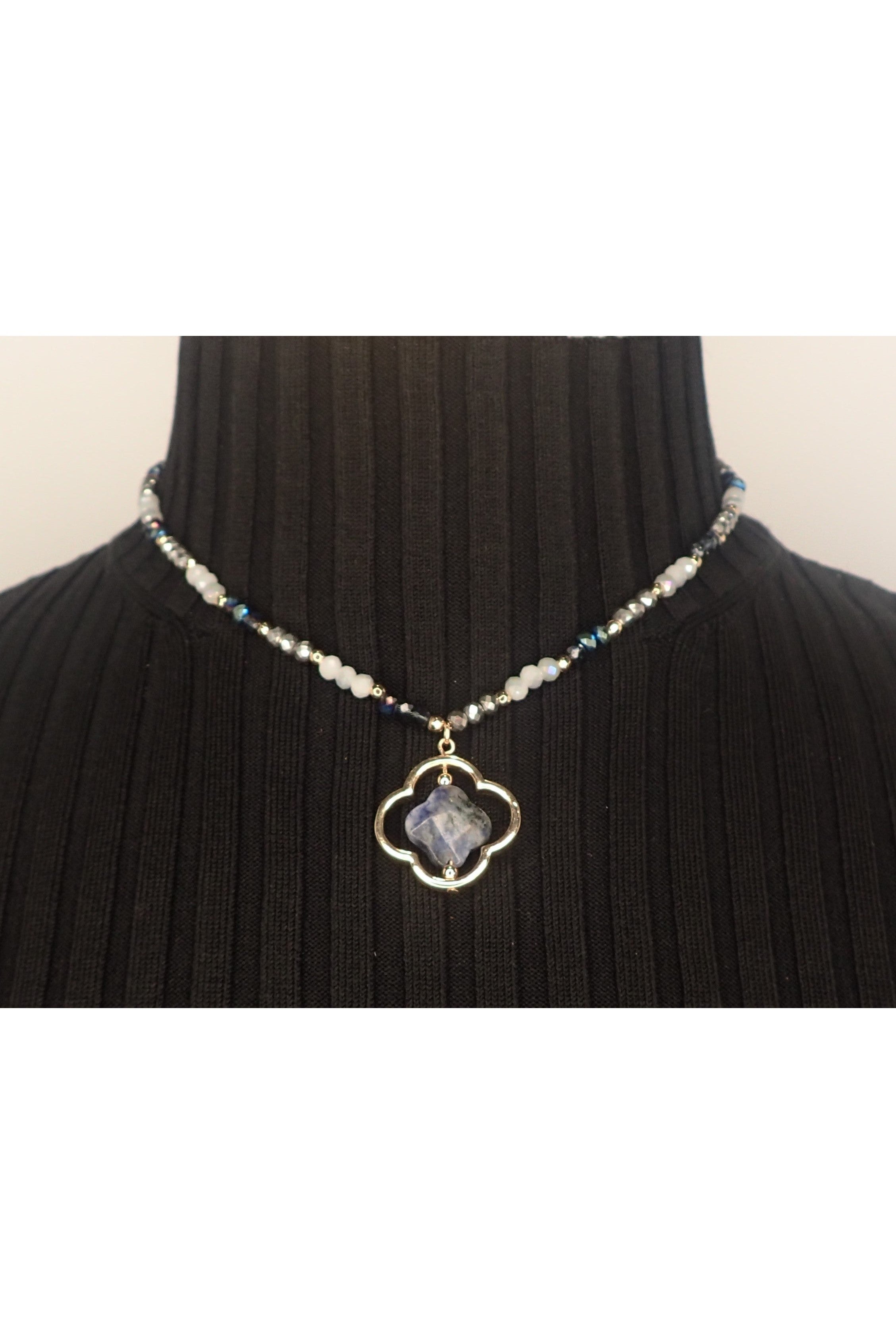 Emma Crystal Beaded Necklace With Pendant - Two Colors-Necklaces-Emma-Deja Nu Boutique, Women's Fashion Boutique in Lampasas, Texas