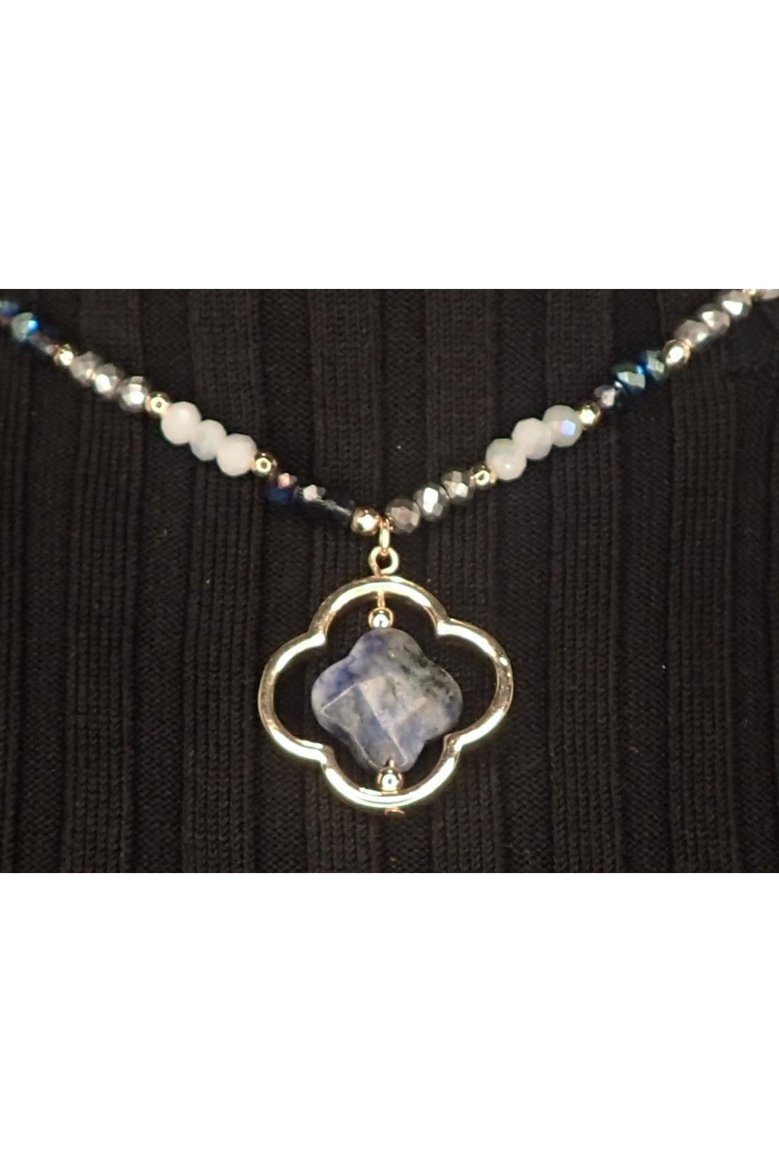 Emma Crystal Beaded Necklace With Pendant - Two Colors-Necklaces-Emma-Deja Nu Boutique, Women's Fashion Boutique in Lampasas, Texas