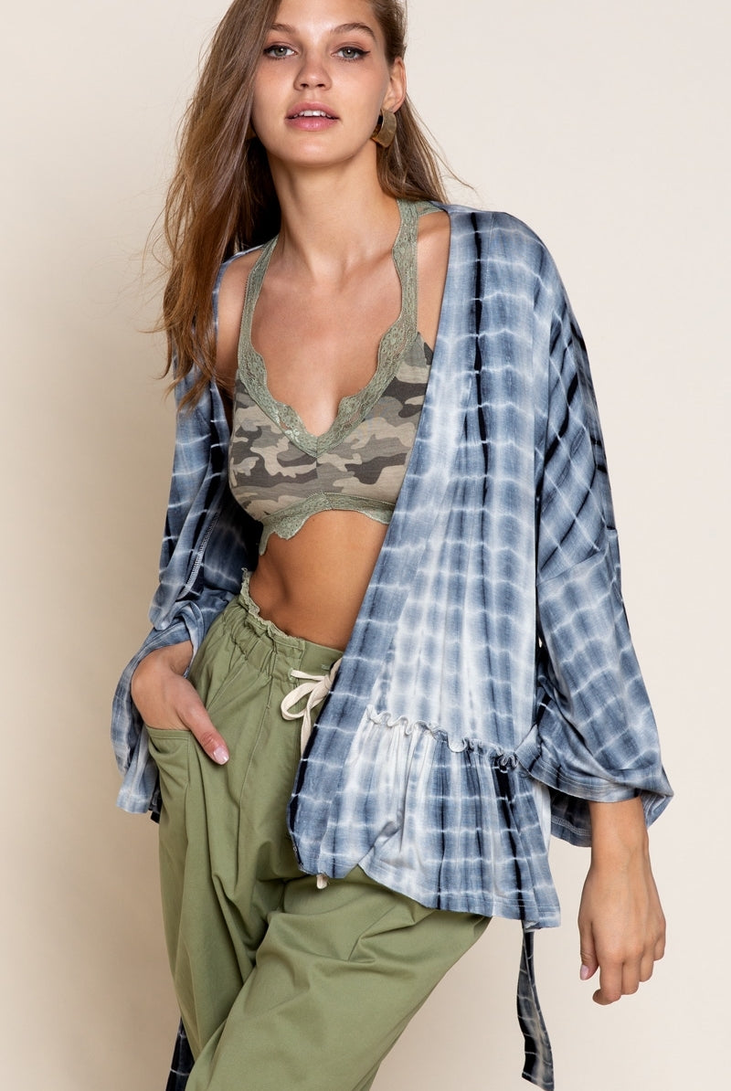 POL Ocean Grey Tie Dye Cardigan-Cardigans & Kimonos-POL-Deja Nu Boutique, Women's Fashion Boutique in Lampasas, Texas
