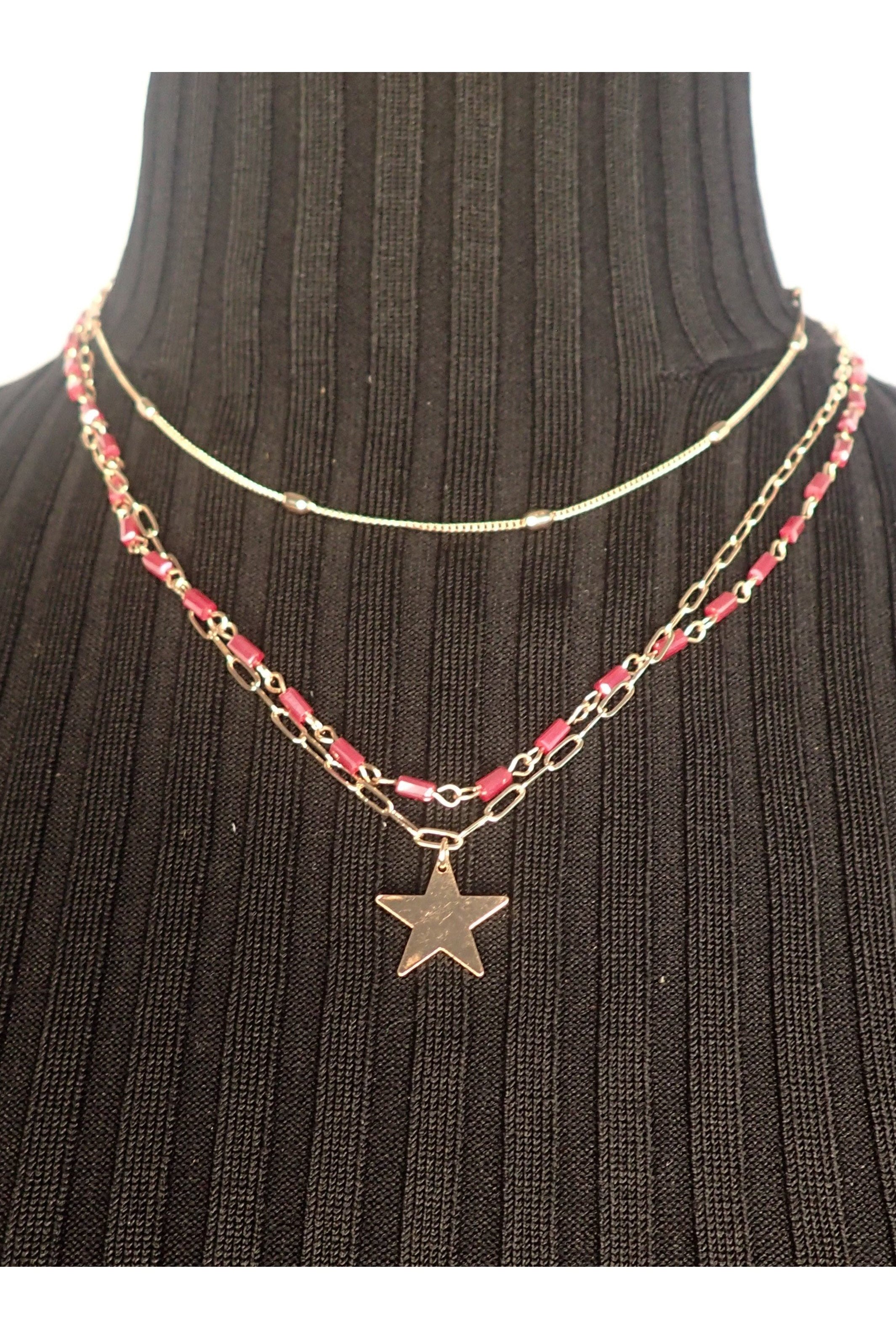 Project Three Chain Gold Necklace With Star Pendant - Two Colors-Necklaces-Project-Deja Nu Boutique, Women's Fashion Boutique in Lampasas, Texas