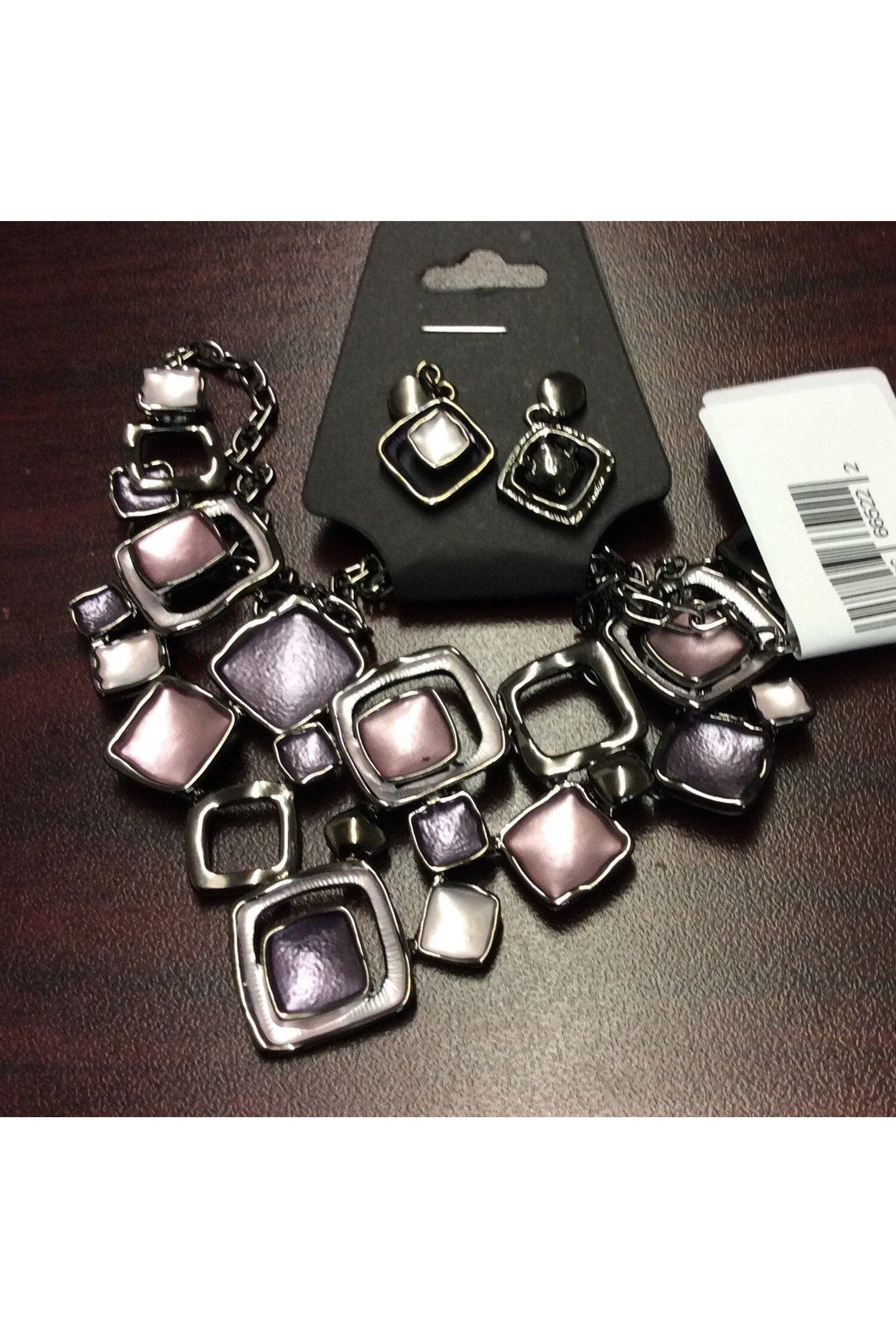 Purple Metal Square Necklace Set-Necklaces-Deja Nu Tx-Deja Nu Boutique, Women's Fashion Boutique in Lampasas, Texas