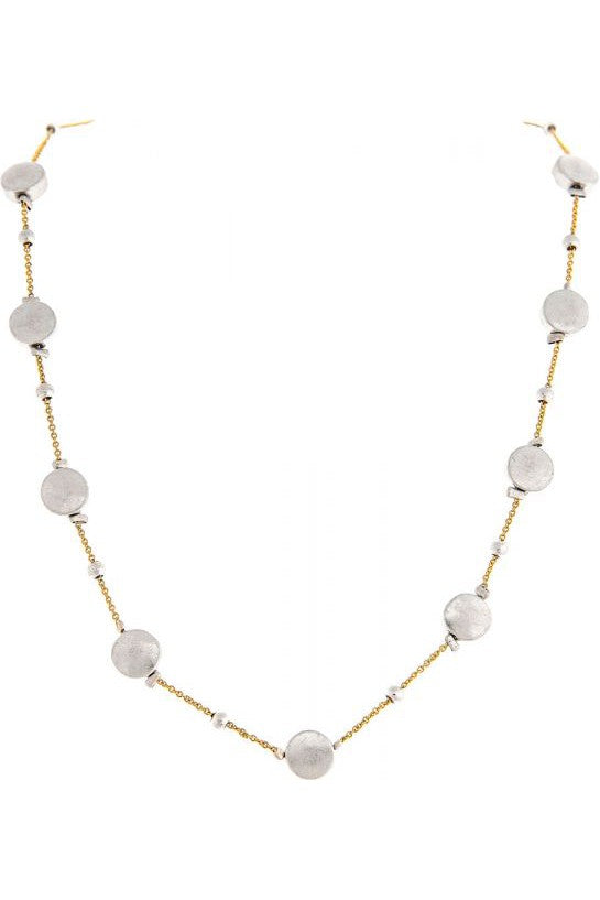 Rain Jewelry Collection Two Tone Silver Disc Gold Chain Necklace Set-Necklaces-Rain Jewelry Collection-Deja Nu Boutique, Women's Fashion Boutique in Lampasas, Texas