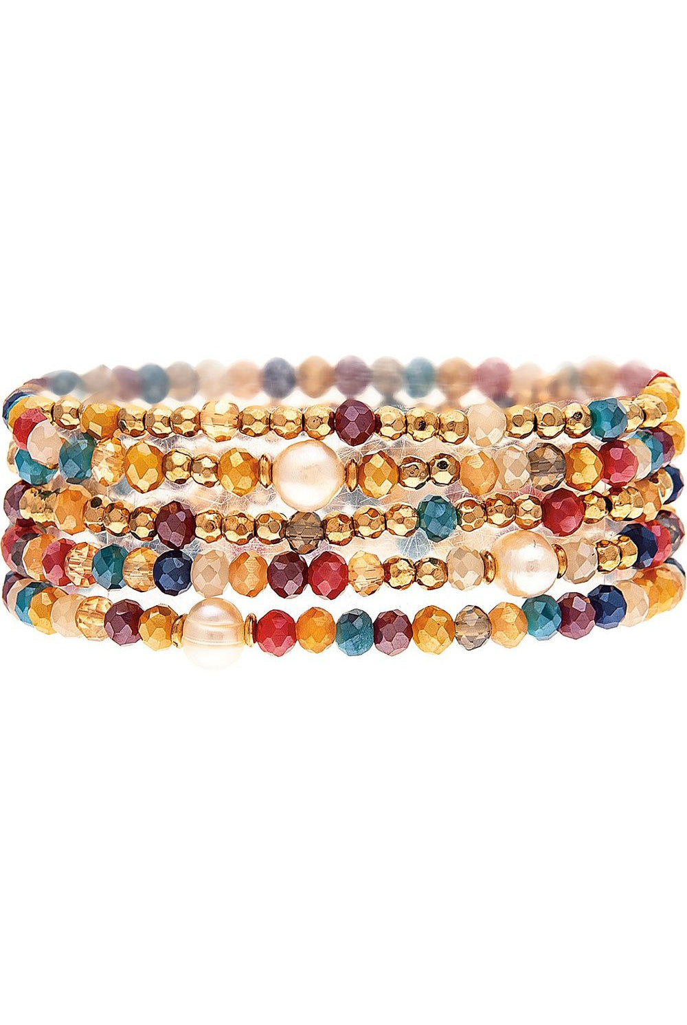 Rain Jewelry Gold Multicolor Stone Bead Bracelet Set-Bracelets-Rain Jewelry Collection-Deja Nu Boutique, Women's Fashion Boutique in Lampasas, Texas