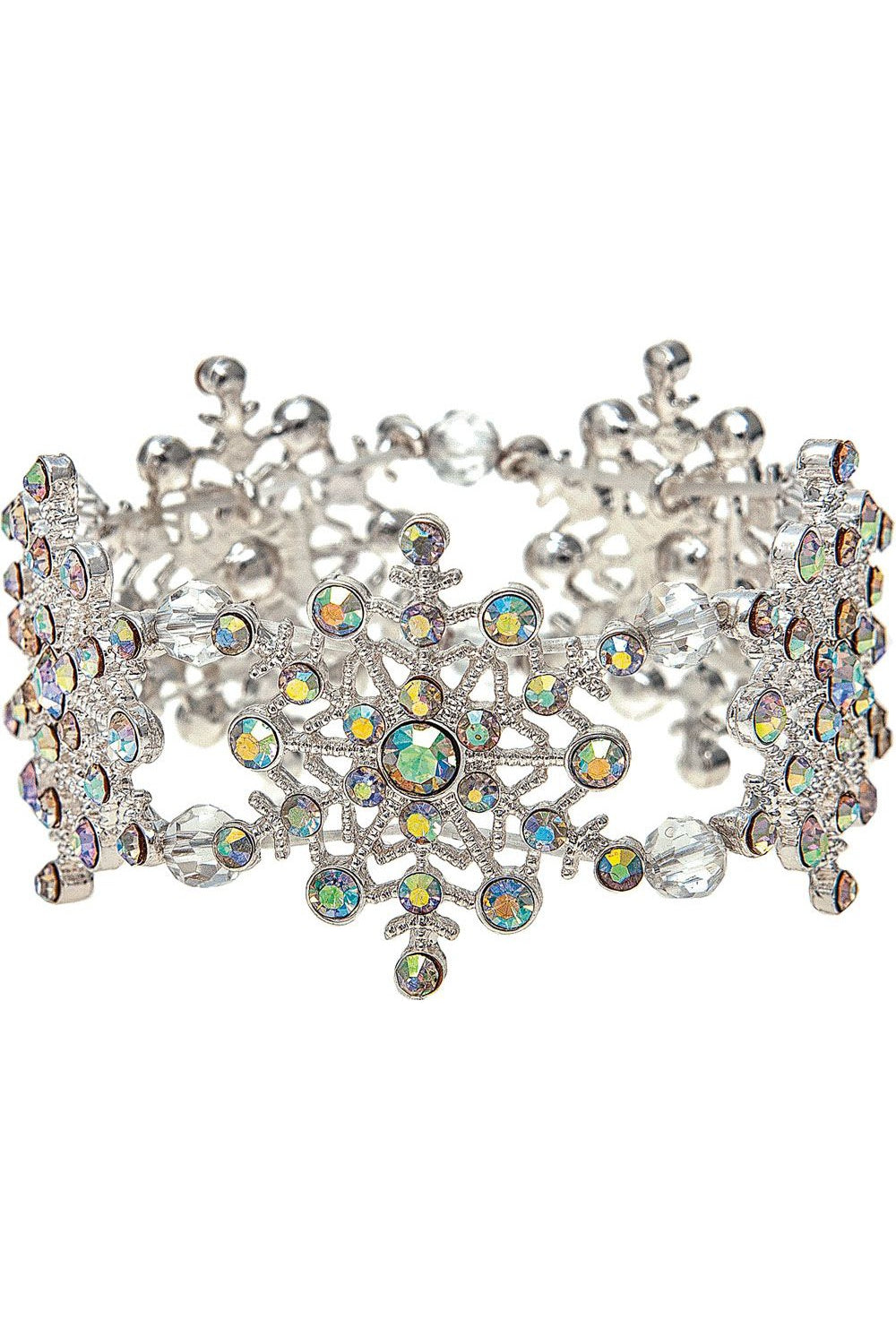 Rain Jewelry Silver Aurora Borealis Crystal Filigree Snowflake Stretch Bracelet-Bracelets-Rain Jewelry Collection-Deja Nu Boutique, Women's Fashion Boutique in Lampasas, Texas