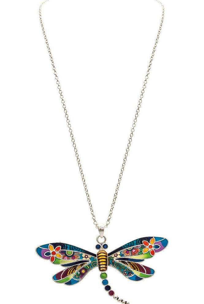 Rain Jewelry Silver Bright Multi Dragonfly Necklace-Necklaces-Rain Jewelry Collection-Deja Nu Boutique, Women's Fashion Boutique in Lampasas, Texas