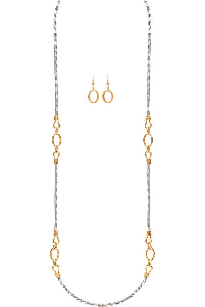 Rain Jewelry Two Tone Gold Links Silver Snake Necklace Set-Necklaces-Rain Jewelry Collection-Deja Nu Boutique, Women's Fashion Boutique in Lampasas, Texas