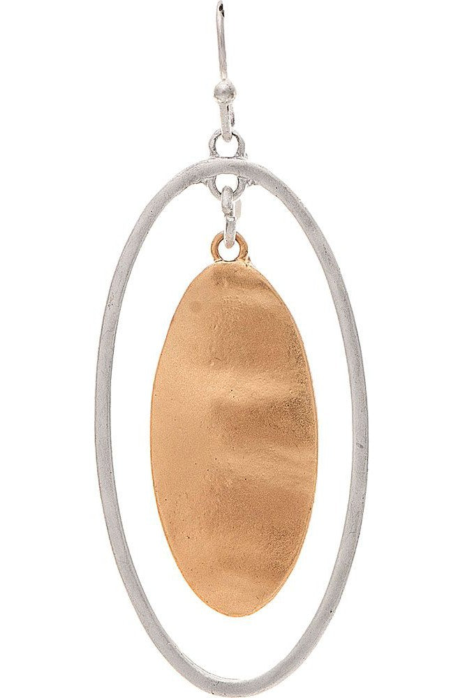 Rain Jewelry Two Tone Silver Oval Gold Tab Earring-Earrings-Rain Jewelry Collection-Deja Nu Boutique, Women's Fashion Boutique in Lampasas, Texas