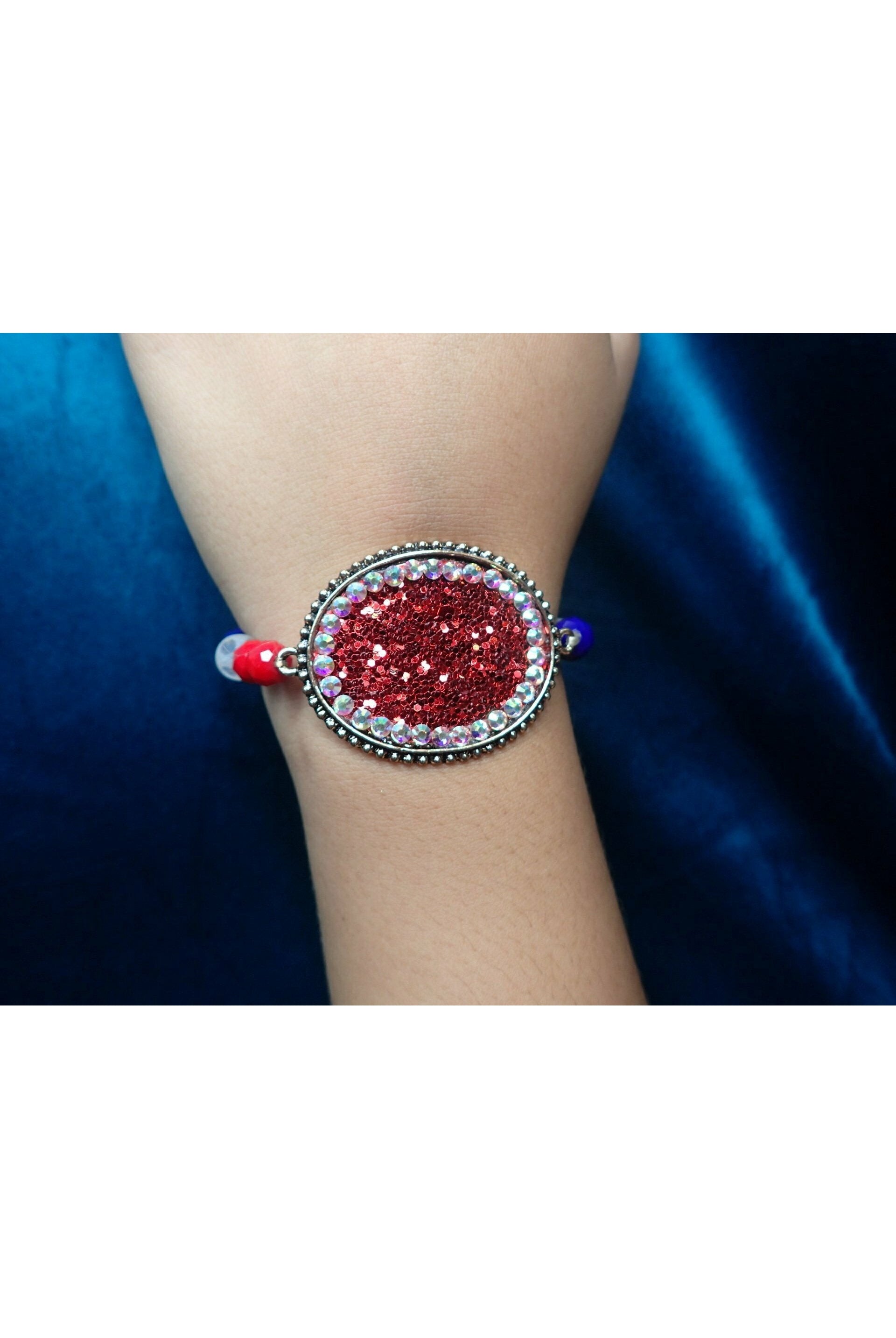 Emma Red, White And Blue Medallion Bracelet-Bracelets-Emma-Deja Nu Boutique, Women's Fashion Boutique in Lampasas, Texas