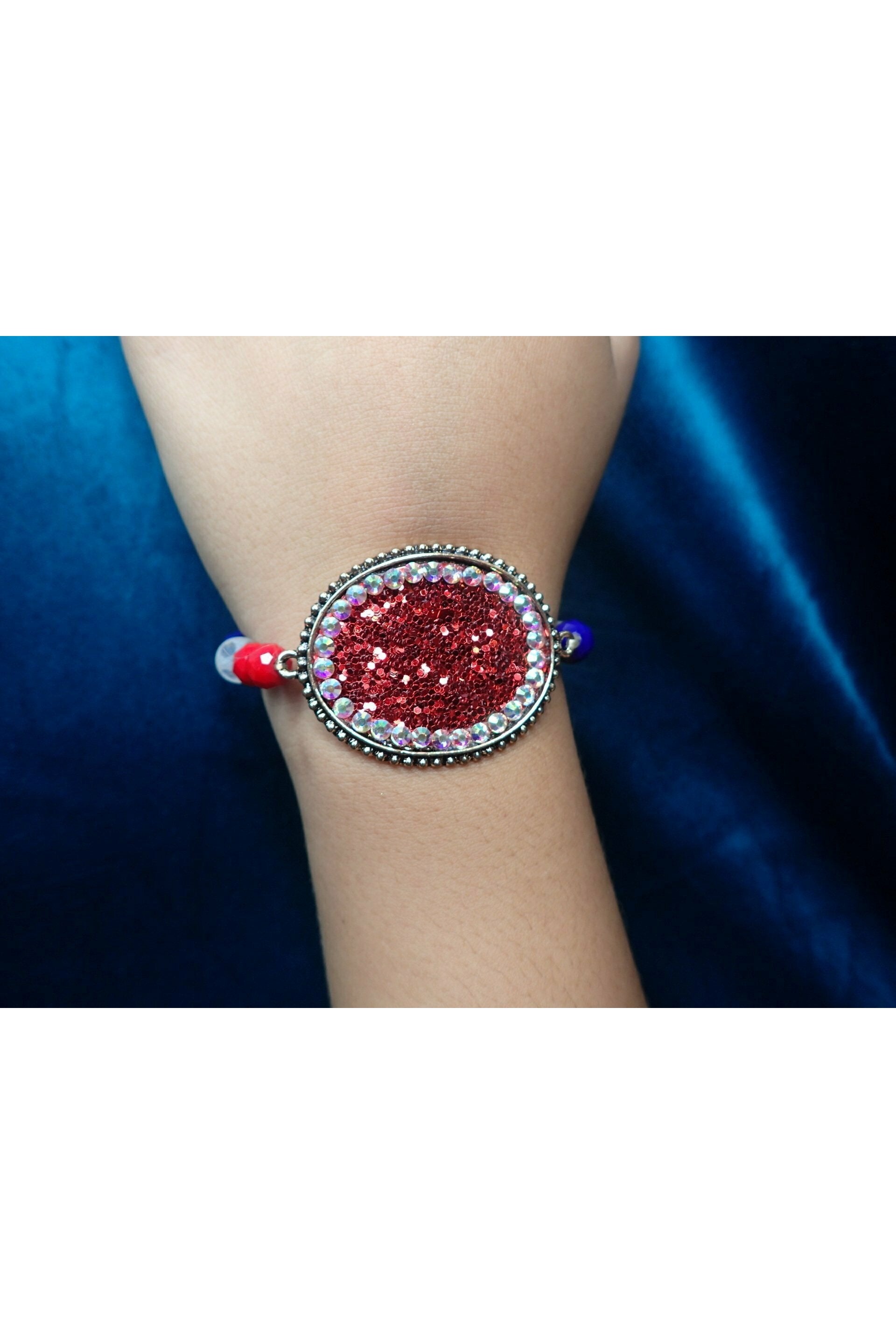 Emma Red, White And Blue Medallion Bracelet-Bracelets-Emma-Deja Nu Boutique, Women's Fashion Boutique in Lampasas, Texas