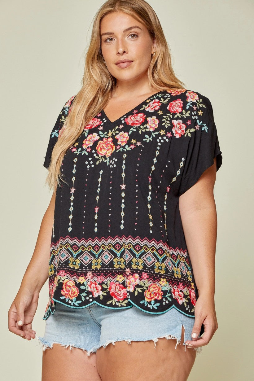 ee:some Black Wide Leg Pants With Smocked Waist Plus-Curvy/Plus Pants-ee:some-Deja Nu Boutique, Women's Fashion Boutique in Lampasas, Texas