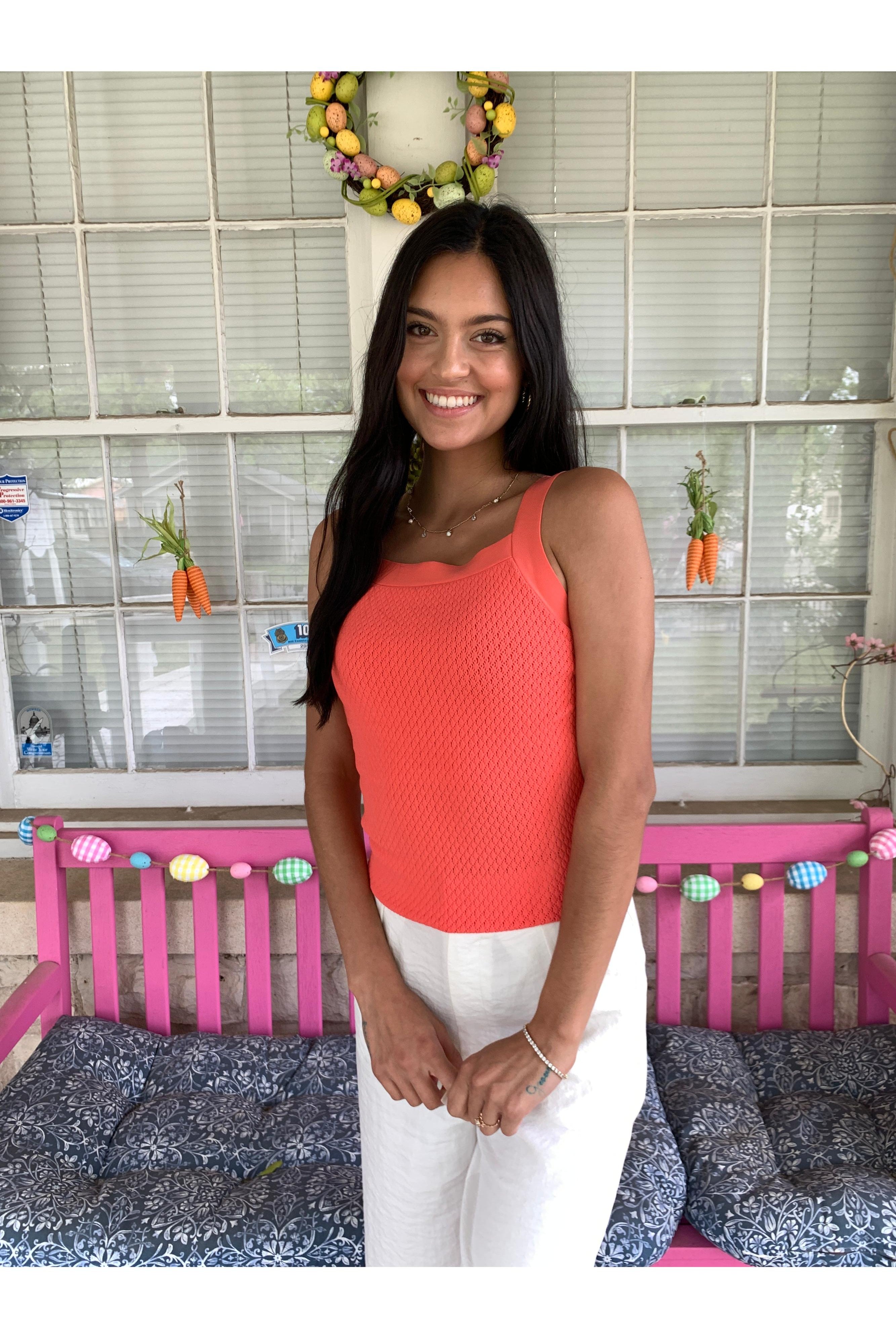 Scala Seamless Square Neck Halter In Coral With Built In Bra-Camis/Tanks-Scala Seamless-Deja Nu Boutique, Women's Fashion Boutique in Lampasas, Texas