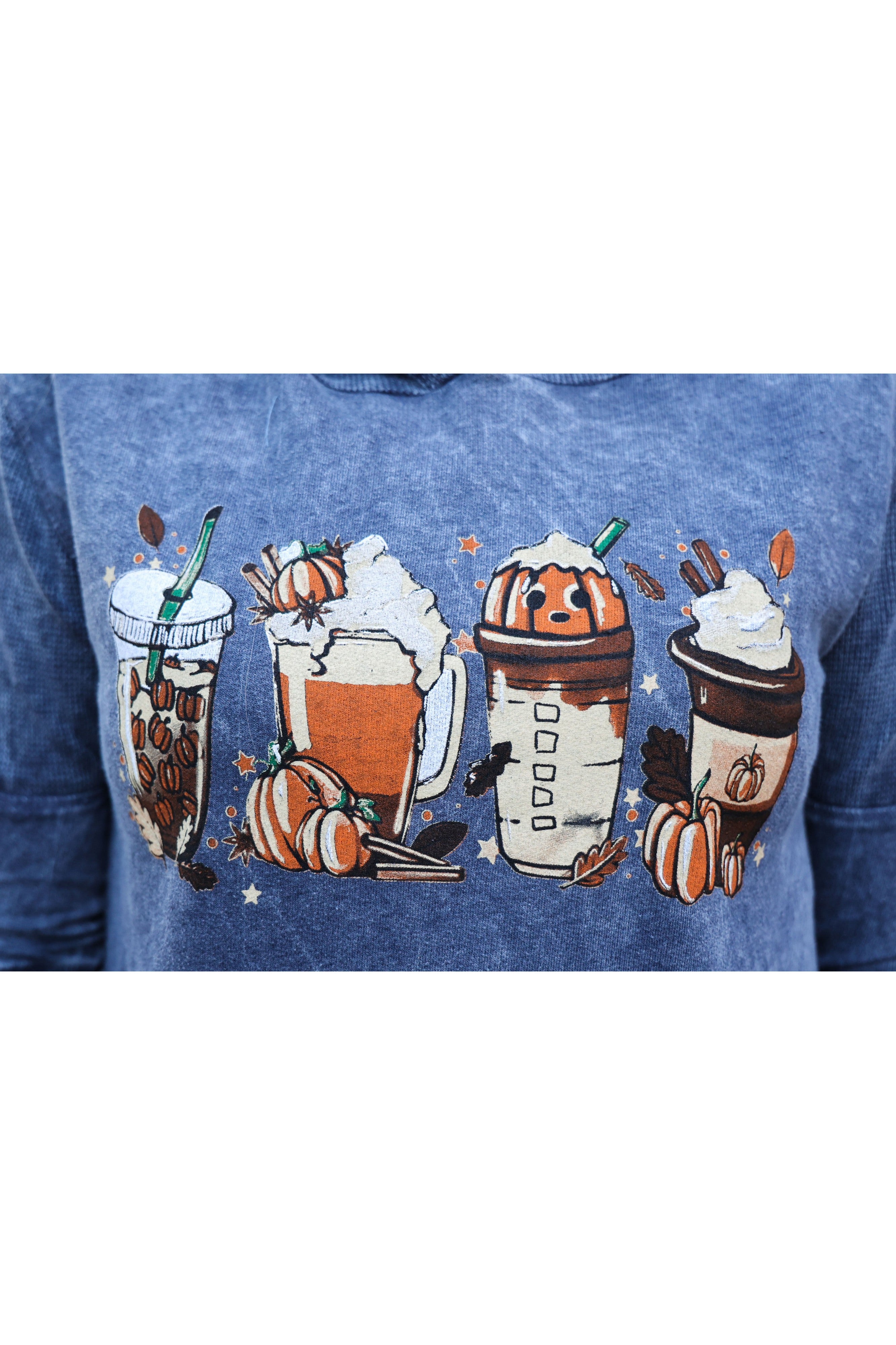 Sew In Love Pumpkin Spice Four Cups Coffee, Soda, Beer And Ice Cream With Pumpkins-Graphic Sweaters-Sew Like Love-Deja Nu Boutique, Women's Fashion Boutique in Lampasas, Texas
