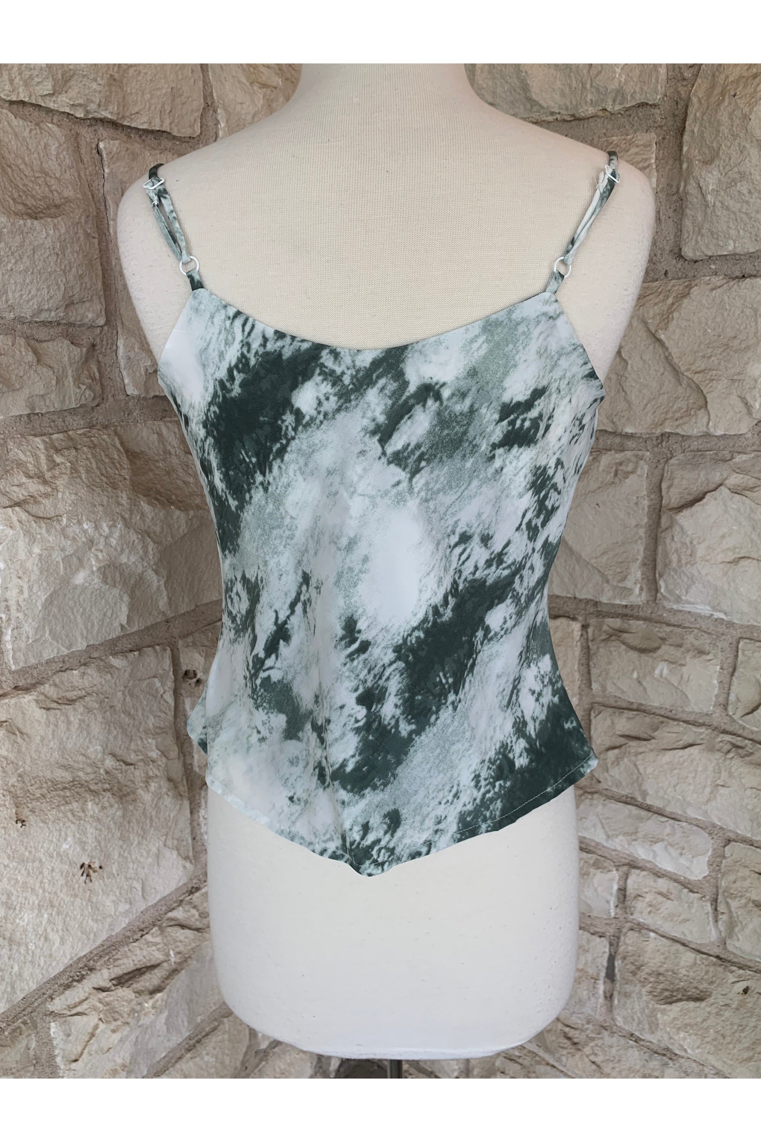 She And Sky Sea Green Tie Dye Camisole-Tops-She And Sky-Deja Nu Boutique, Women's Fashion Boutique in Lampasas, Texas