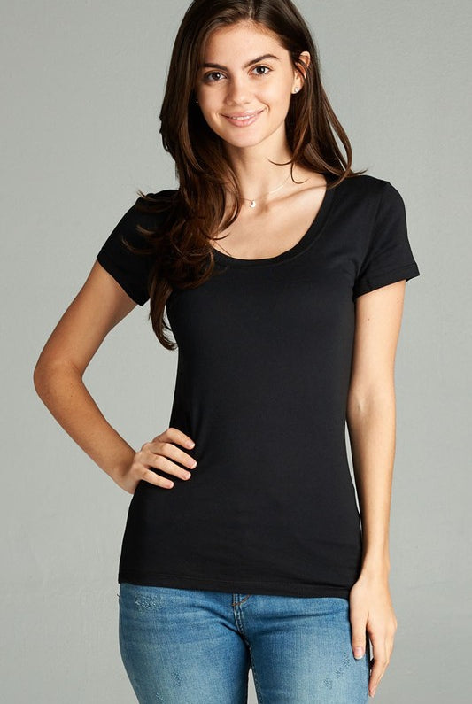 Active Basic Short Sleeve Scoop Neck T-Shirts- Assorted Colors-Short Sleeves-Active Basic-Deja Nu Boutique, Women's Fashion Boutique in Lampasas, Texas