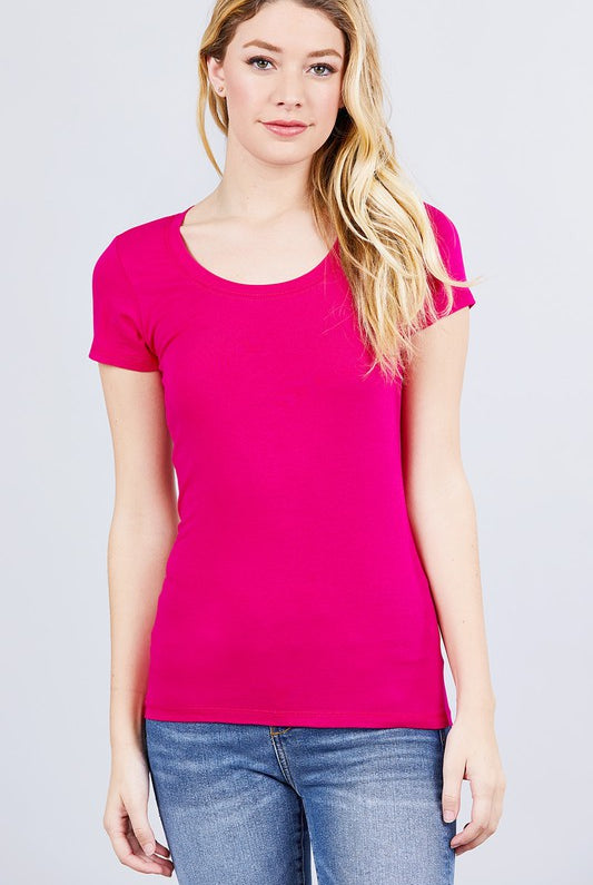 Active Basic Short Sleeve Scoop Neck T-Shirts- Assorted Colors-Short Sleeves-Active Basic-Deja Nu Boutique, Women's Fashion Boutique in Lampasas, Texas