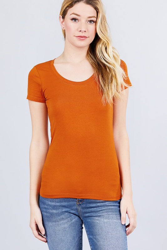 Active Basic Short Sleeve Scoop Neck T-Shirts- Assorted Colors-Short Sleeves-Active Basic-Deja Nu Boutique, Women's Fashion Boutique in Lampasas, Texas