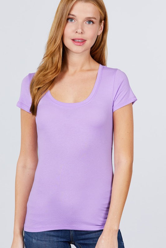 Active Basic Short Sleeve Scoop Neck T-Shirts- Assorted Colors-Short Sleeves-Active Basic-Deja Nu Boutique, Women's Fashion Boutique in Lampasas, Texas
