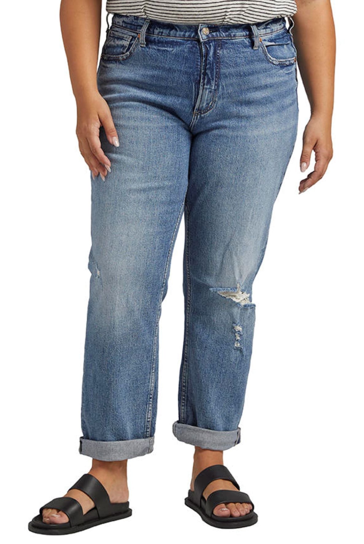 Silver Jeans 90s Boyfriend Jeans Plus In Indigo-Curvy/Plus Jeans-Silver Jeans-Deja Nu Boutique, Women's Fashion Boutique in Lampasas, Texas