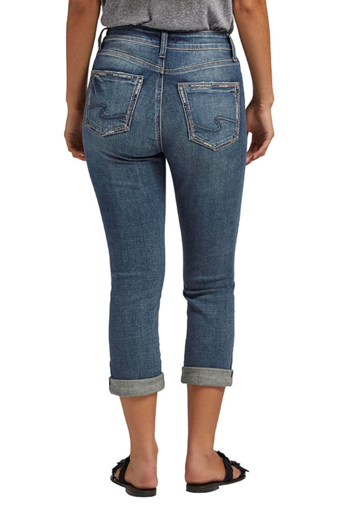 Silver Jeans Avery High Rise Capri Plus Size In Indigo-Curvy/Plus Jeans-Silver Jeans-Deja Nu Boutique, Women's Fashion Boutique in Lampasas, Texas