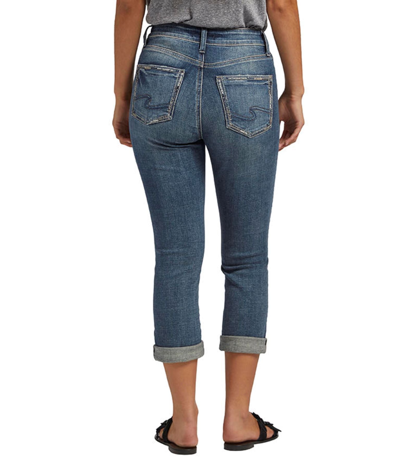 Silver Jeans Avery High Rise Capri Plus Size In Indigo-Curvy/Plus Jeans-Silver Jeans-Deja Nu Boutique, Women's Fashion Boutique in Lampasas, Texas