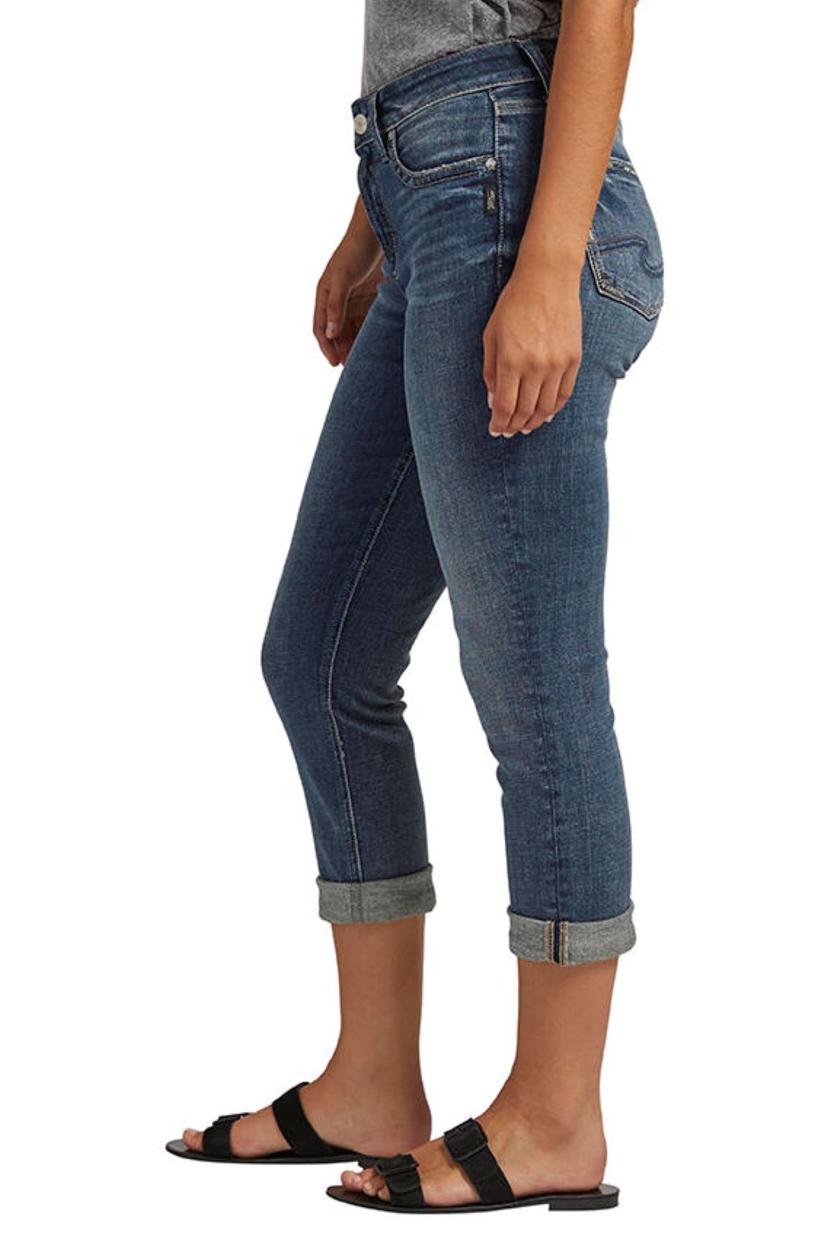 Silver Jeans Avery High Rise Capri Plus Size In Indigo-Curvy/Plus Jeans-Silver Jeans-Deja Nu Boutique, Women's Fashion Boutique in Lampasas, Texas