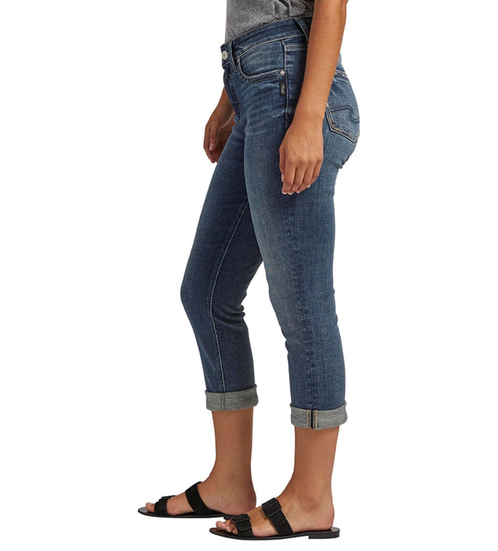 Silver Jeans Avery High Rise Capri Plus Size In Indigo-Curvy/Plus Jeans-Silver Jeans-Deja Nu Boutique, Women's Fashion Boutique in Lampasas, Texas