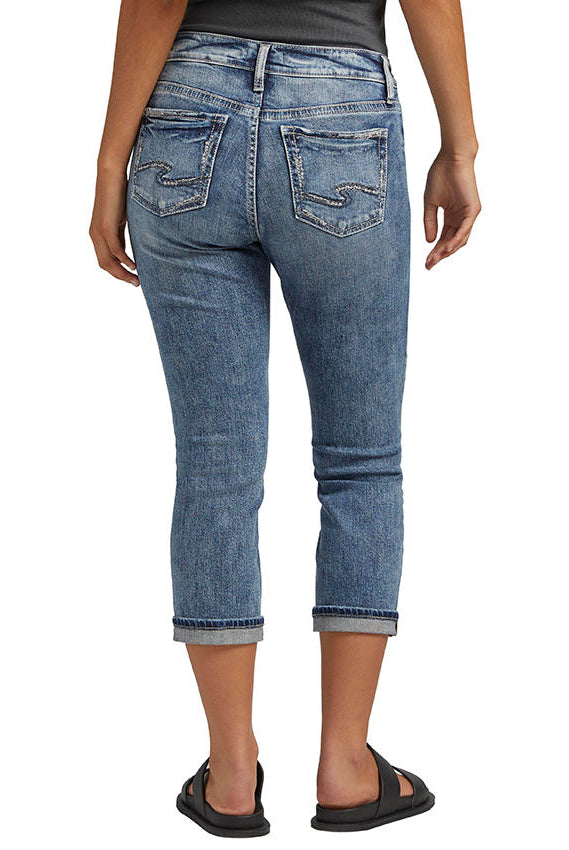 Silver Jeans Elyse Mid Rise Capri In Indigo 23.5 Inch-Jeans-Silver Jeans-Deja Nu Boutique, Women's Fashion Boutique in Lampasas, Texas