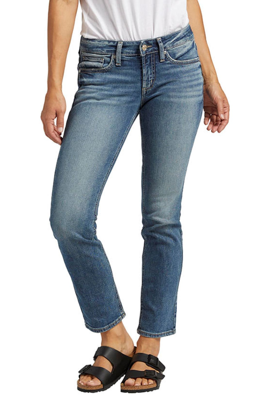 Silver Jeans Low Rise Curvy Fit Britt Straight Jean In Indigo Denim-Bottoms-Silver Jeans-Deja Nu Boutique, Women's Fashion Boutique in Lampasas, Texas