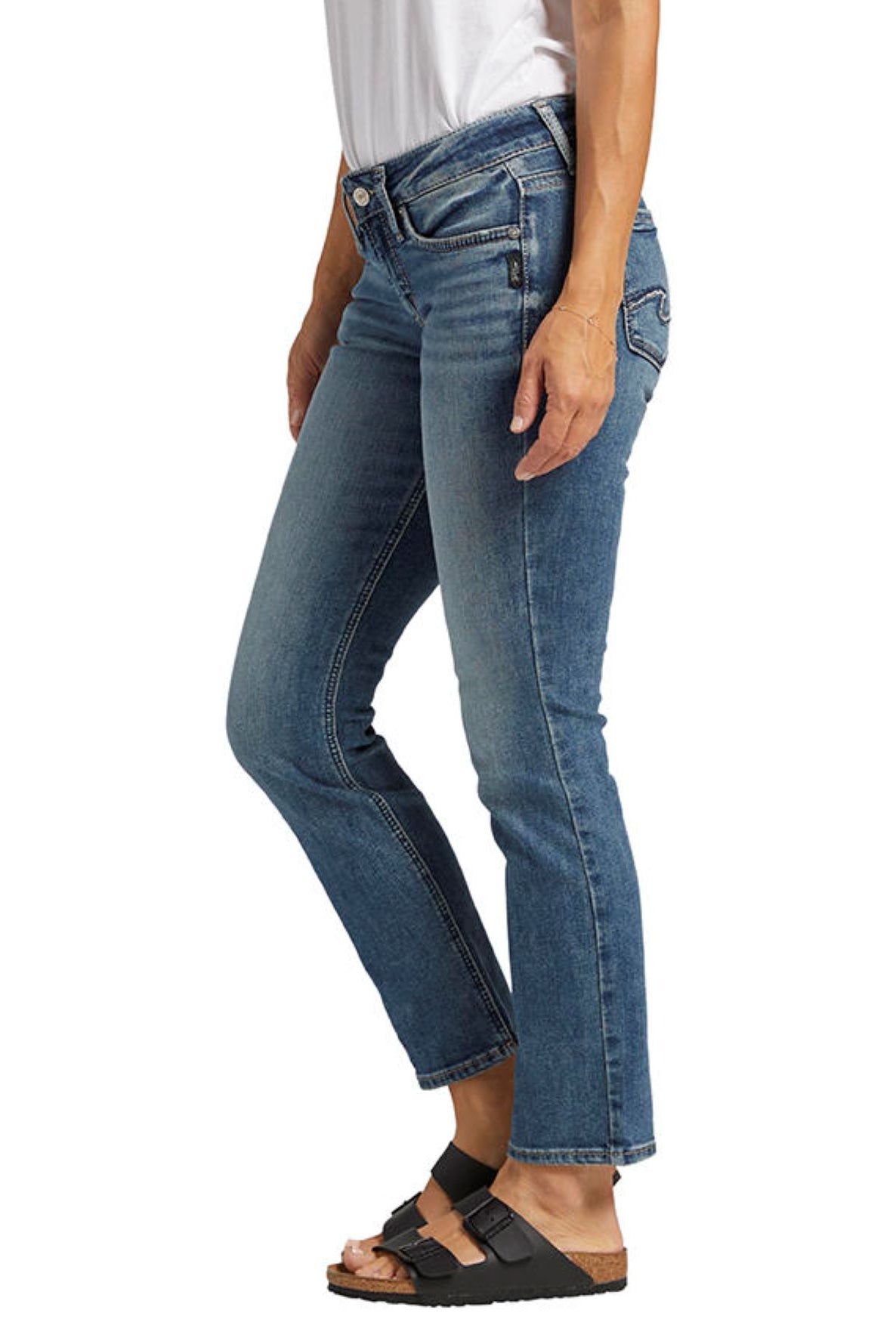 Silver Jeans Low Rise Curvy Fit Britt Straight Jean In Indigo Denim-Bottoms-Silver Jeans-Deja Nu Boutique, Women's Fashion Boutique in Lampasas, Texas