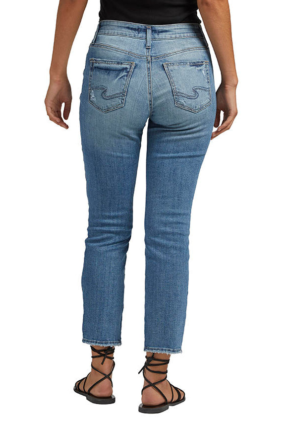 Silver Jeans Suki Curvy Fit Mid Rise Straight Crop In Indigo 27 Inch-Jeans-Silver Jeans-Deja Nu Boutique, Women's Fashion Boutique in Lampasas, Texas