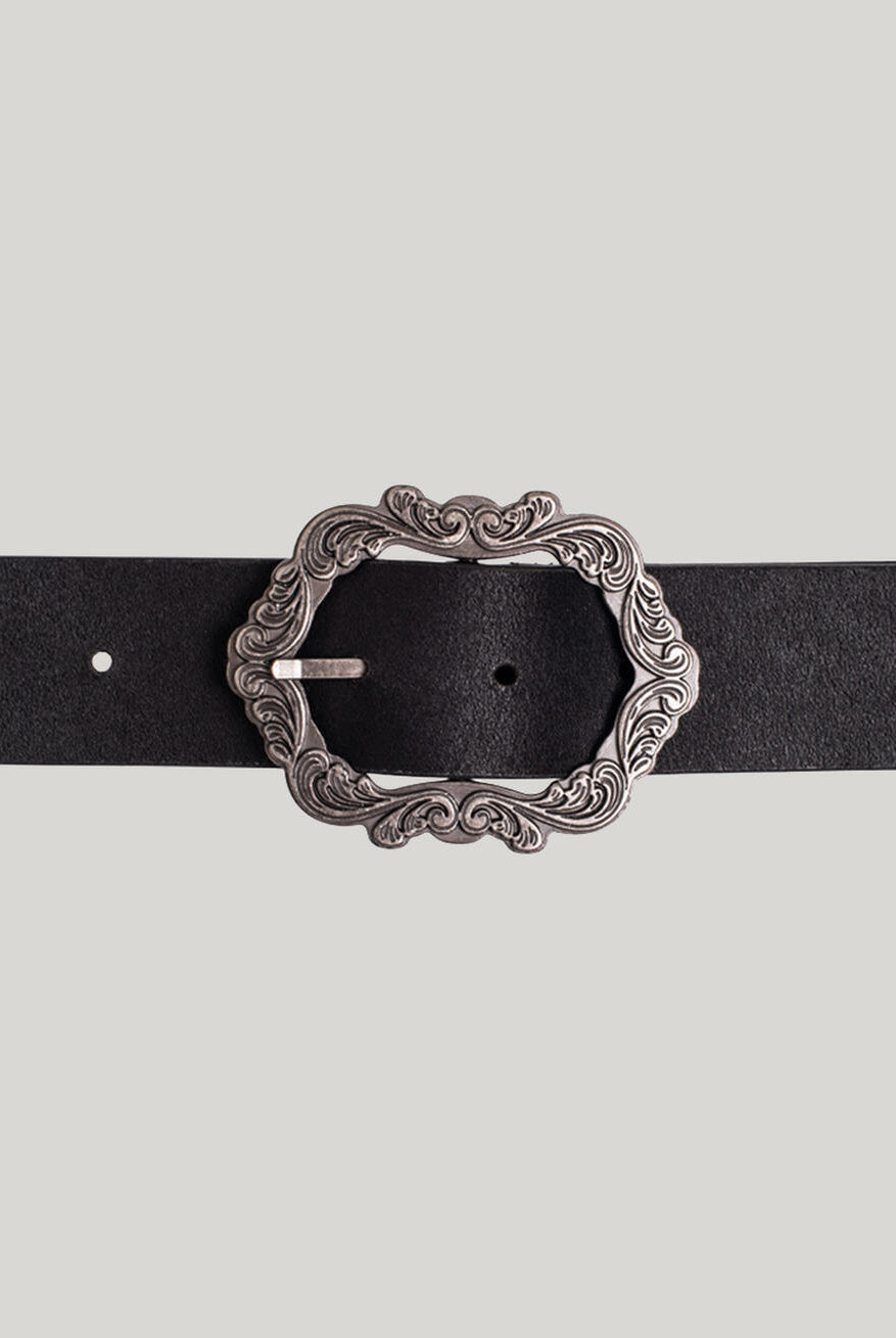 Silver Women’s Genuine Leather Belt With Picture Frame Buckle In Black-Belts-Silver Jeans-Deja Nu Boutique, Women's Fashion Boutique in Lampasas, Texas