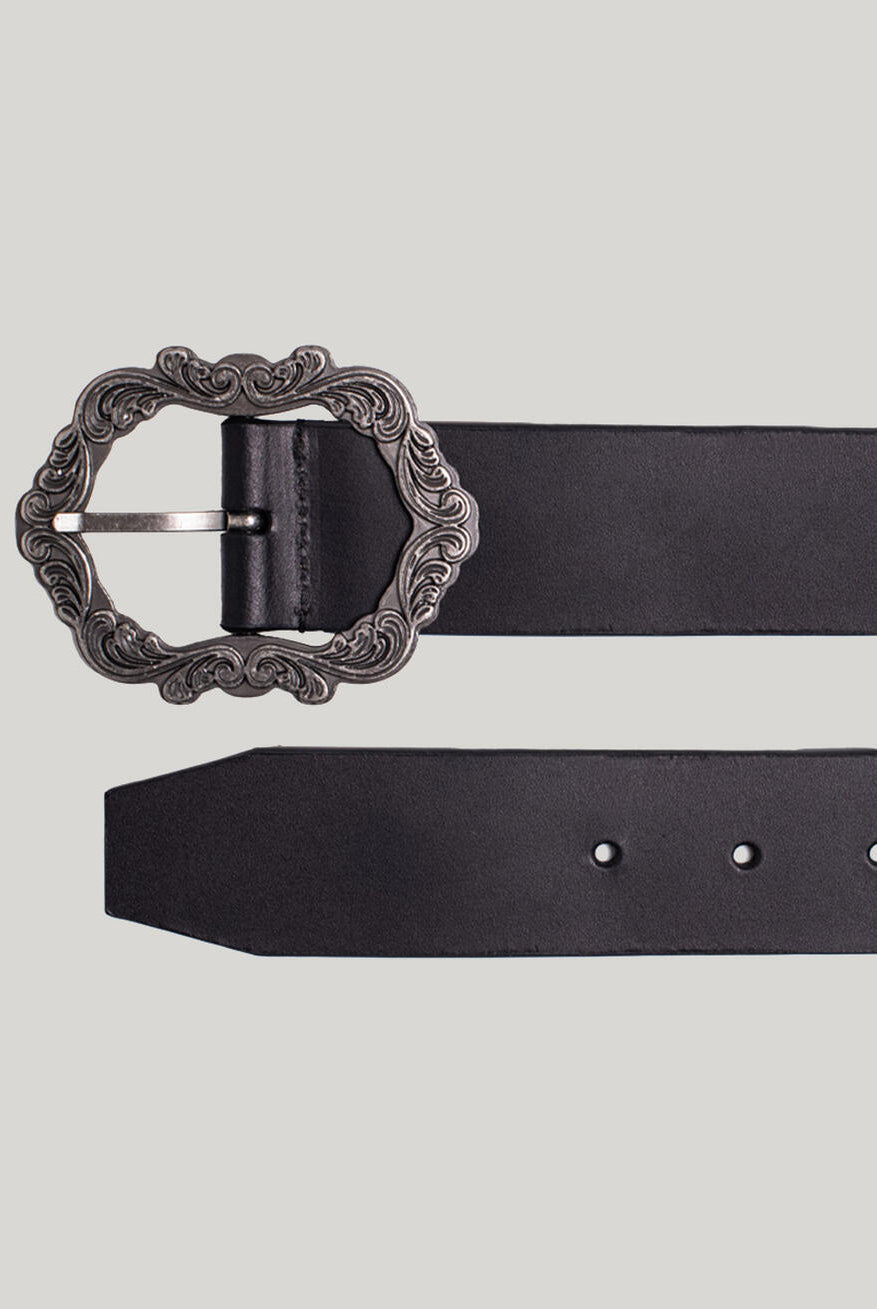 Silver Women’s Genuine Leather Belt With Picture Frame Buckle In Black-Belts-Silver Jeans-Deja Nu Boutique, Women's Fashion Boutique in Lampasas, Texas