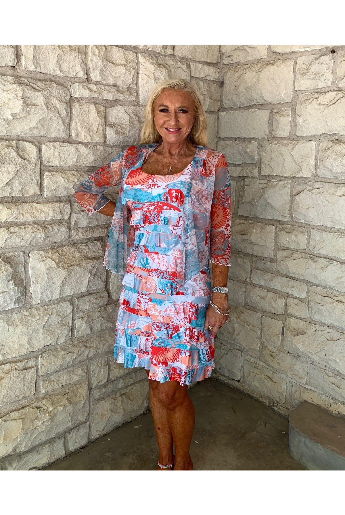 Tango Mango Bolero Jacket In Tropical Print-Jackets-Tango Mango-Deja Nu Boutique, Women's Fashion Boutique in Lampasas, Texas