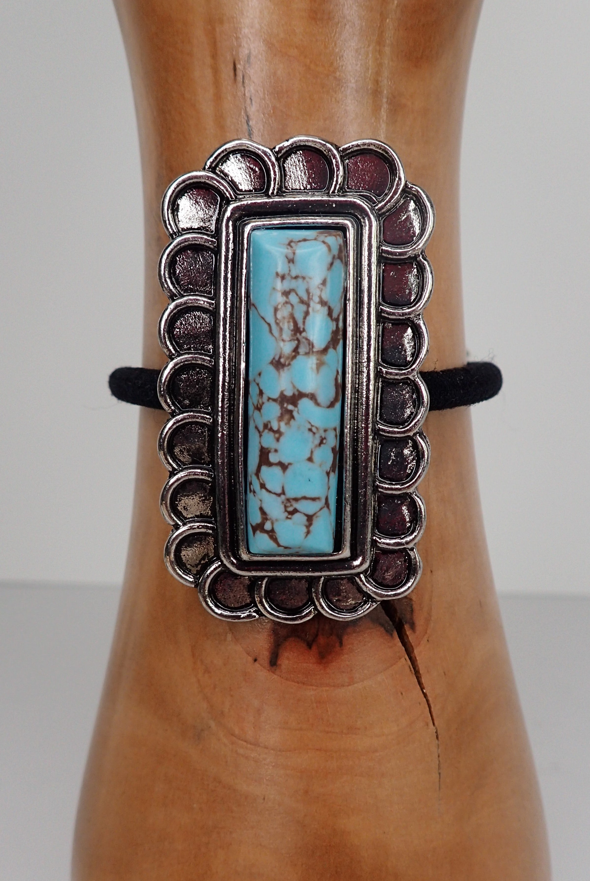 Tanie Rectangle Center Stone Encased In Silver Hair Tie -Three Colors-Hair Ties-Tanie-Deja Nu Boutique, Women's Fashion Boutique in Lampasas, Texas