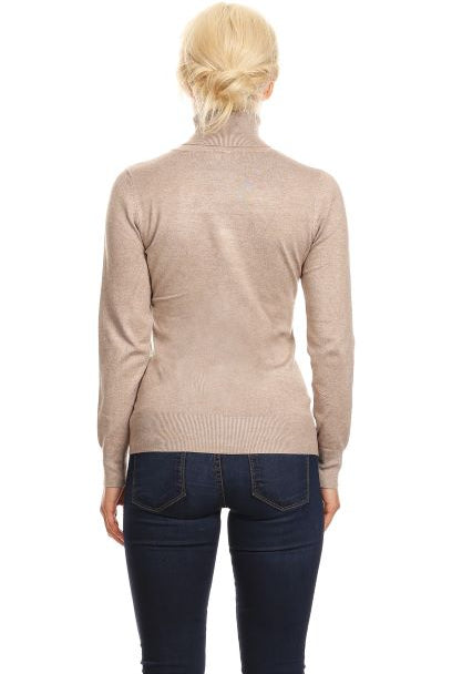 Top Fashion Khaki Ribbed Turtleneck-Tops-Top Fashion-Deja Nu Boutique, Women's Fashion Boutique in Lampasas, Texas