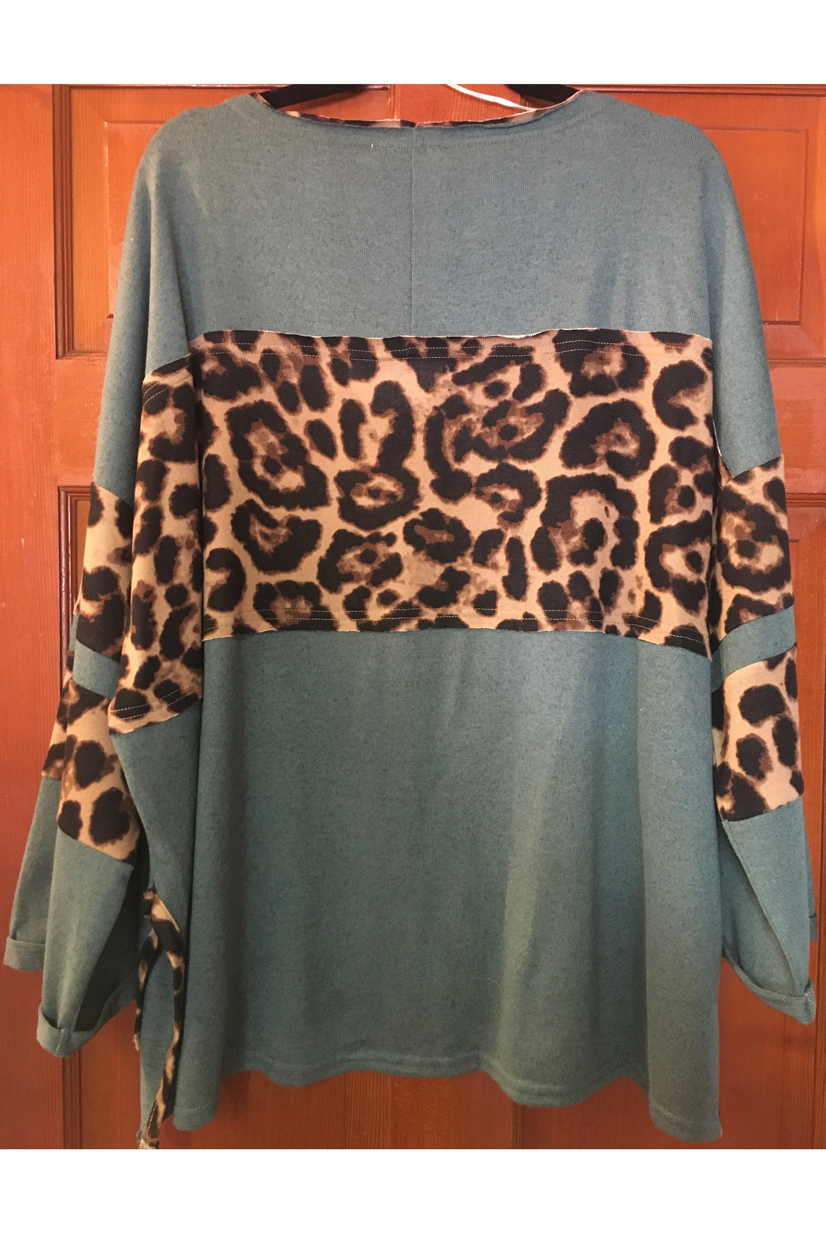 Umgee Dark Teal Leopard Print Plus Top-Curvy/Plus Tops-Umgee-Deja Nu Boutique, Women's Fashion Boutique in Lampasas, Texas